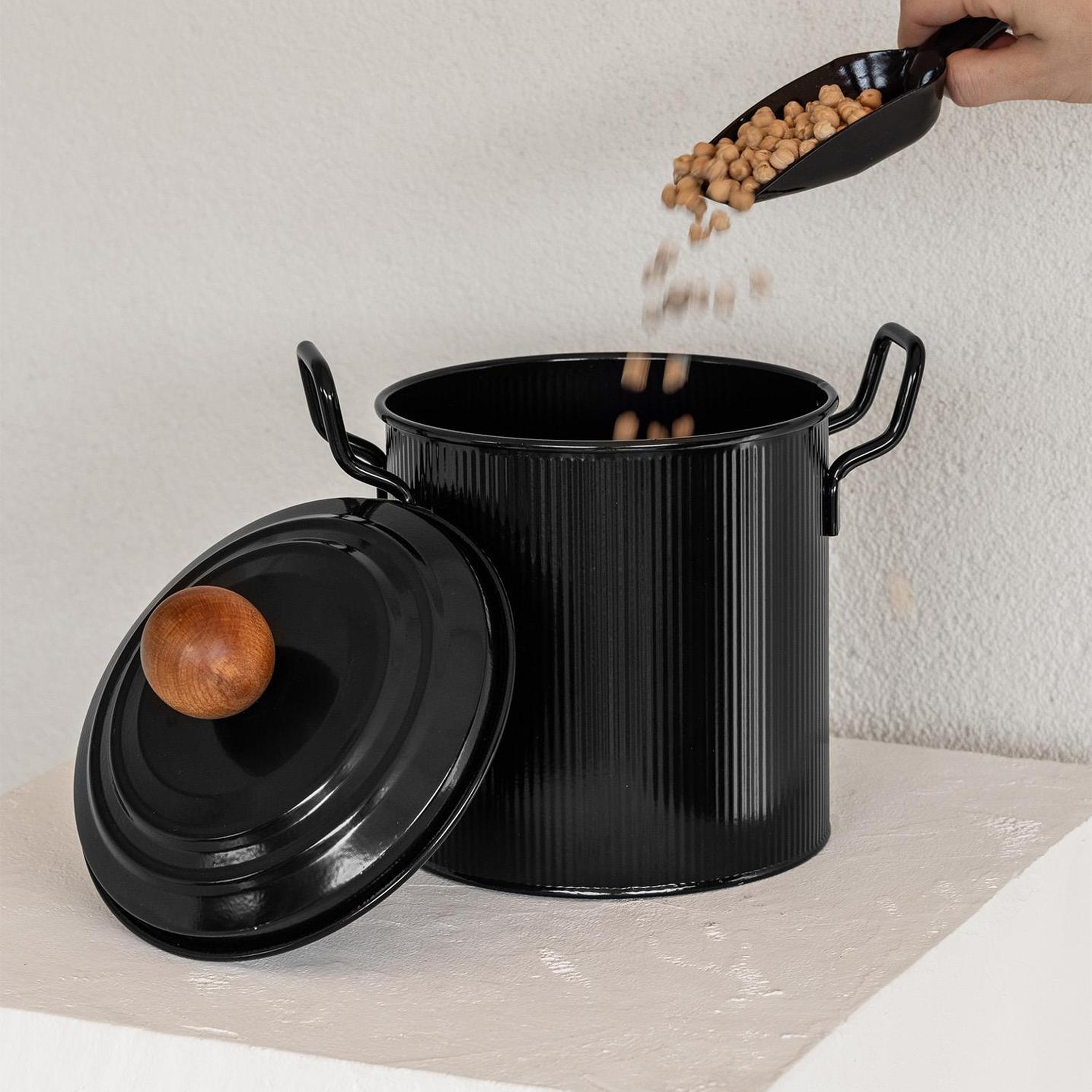 Stripe Bakliyat ve Deterjan Saklama Kabı Siyah