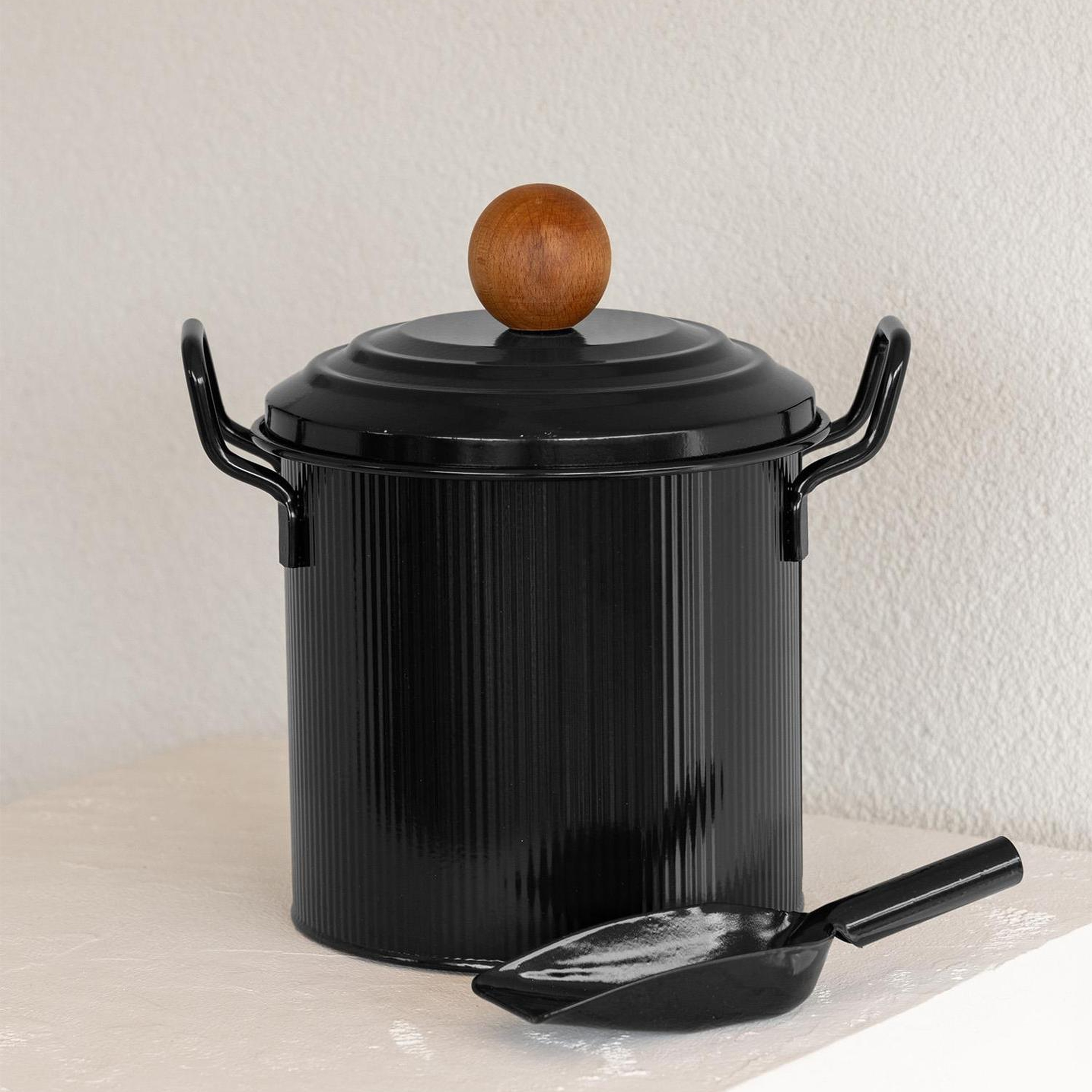 Stripe Bakliyat ve Deterjan Saklama Kabı Siyah