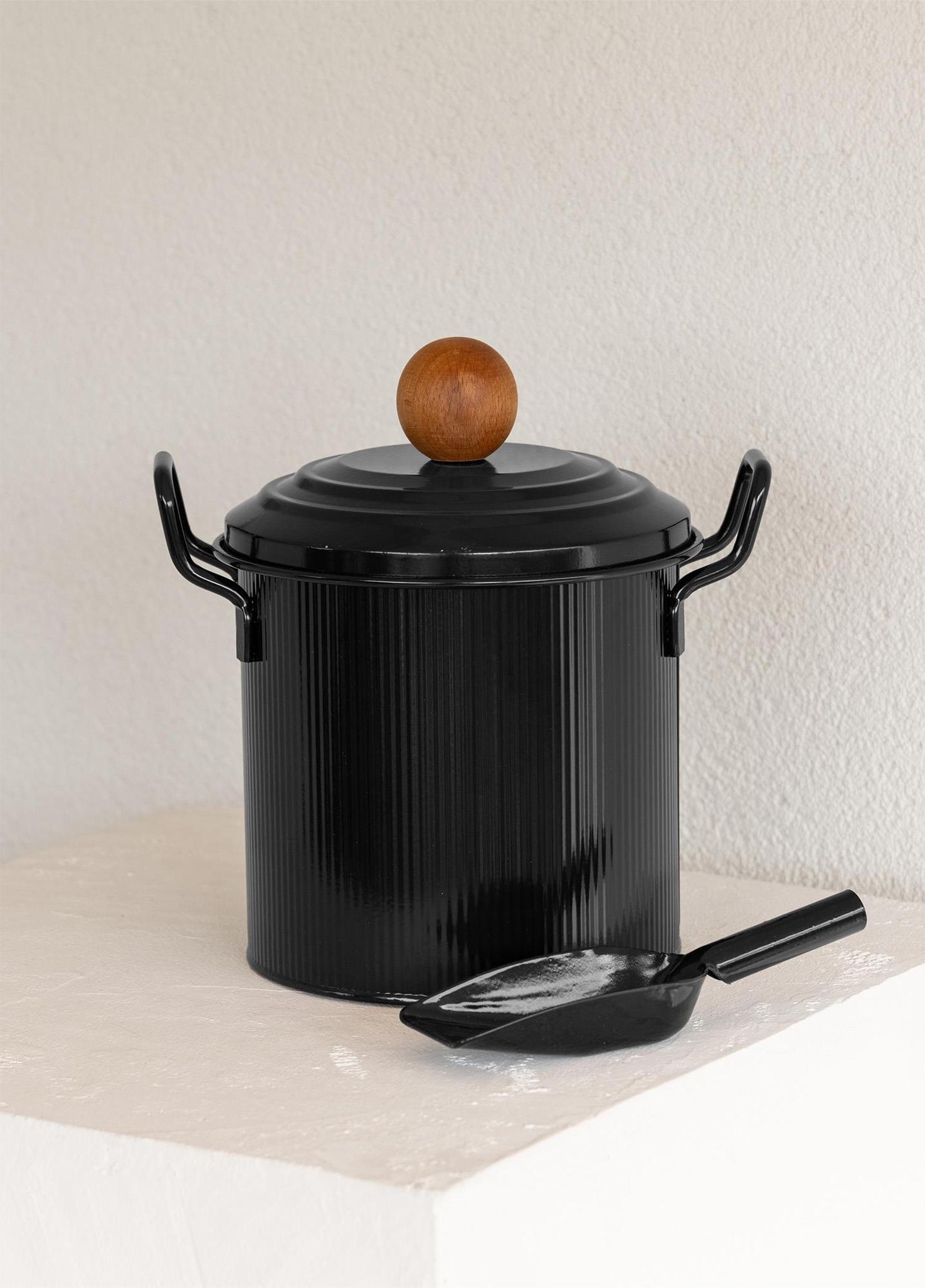 Stripe Bakliyat ve Deterjan Saklama Kabı Siyah