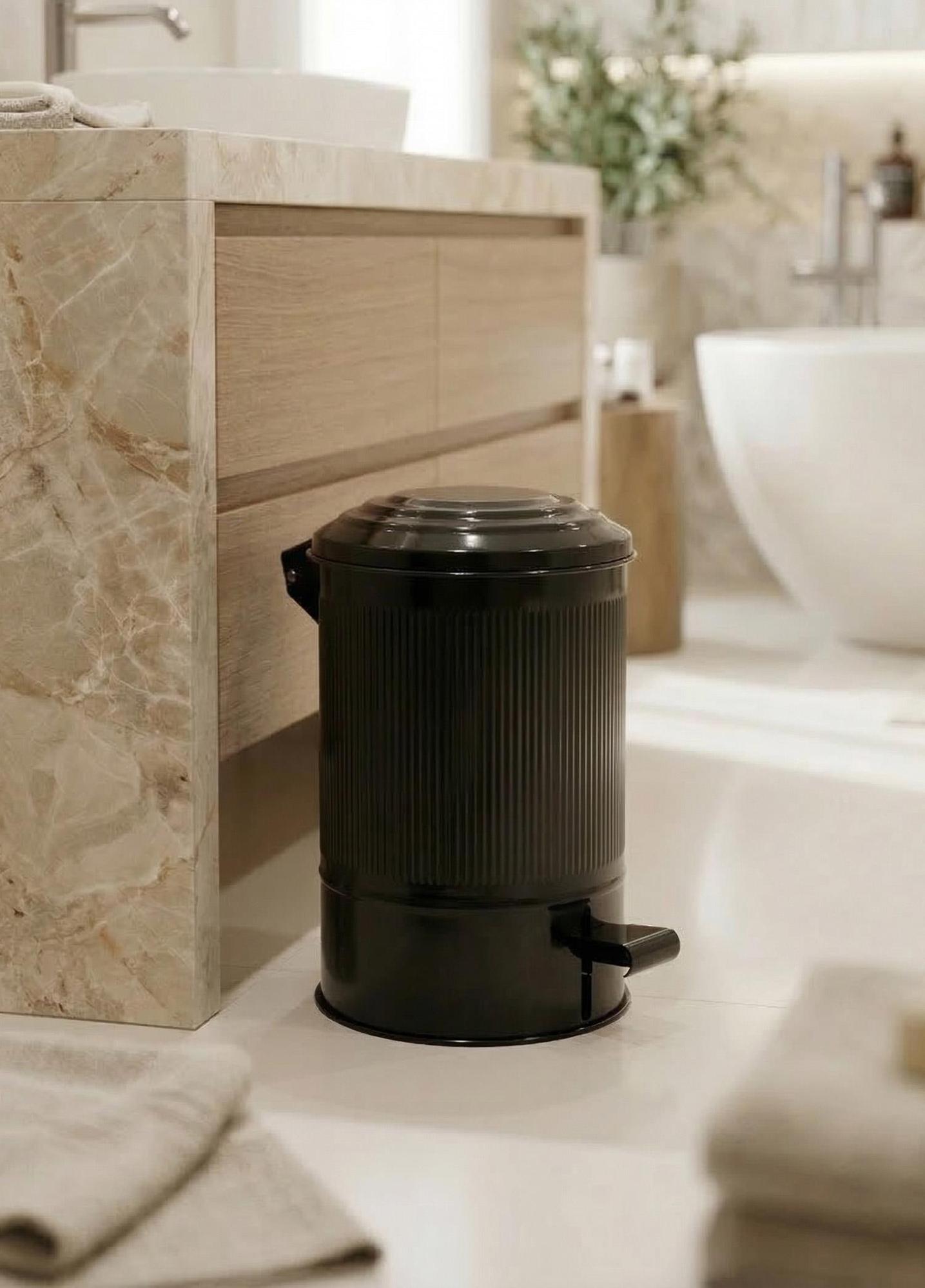 Stripe Mutfak Ve Banyo Çöp Kovası Siyah 5 Lt