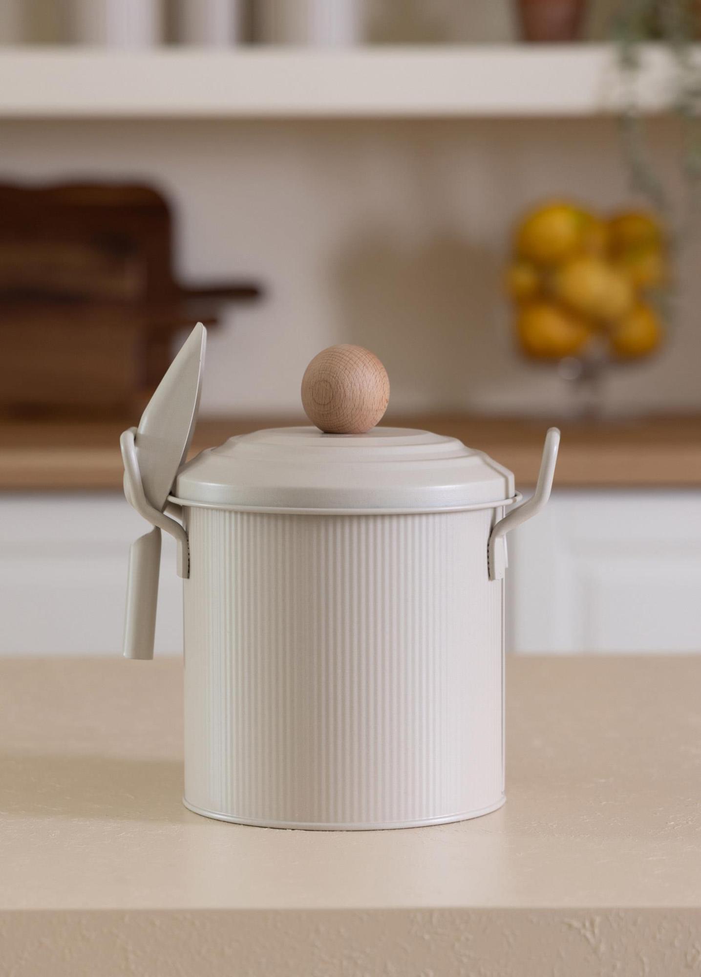 Stripe Bakliyat Ve Deterjan Saklama Kabı Bej