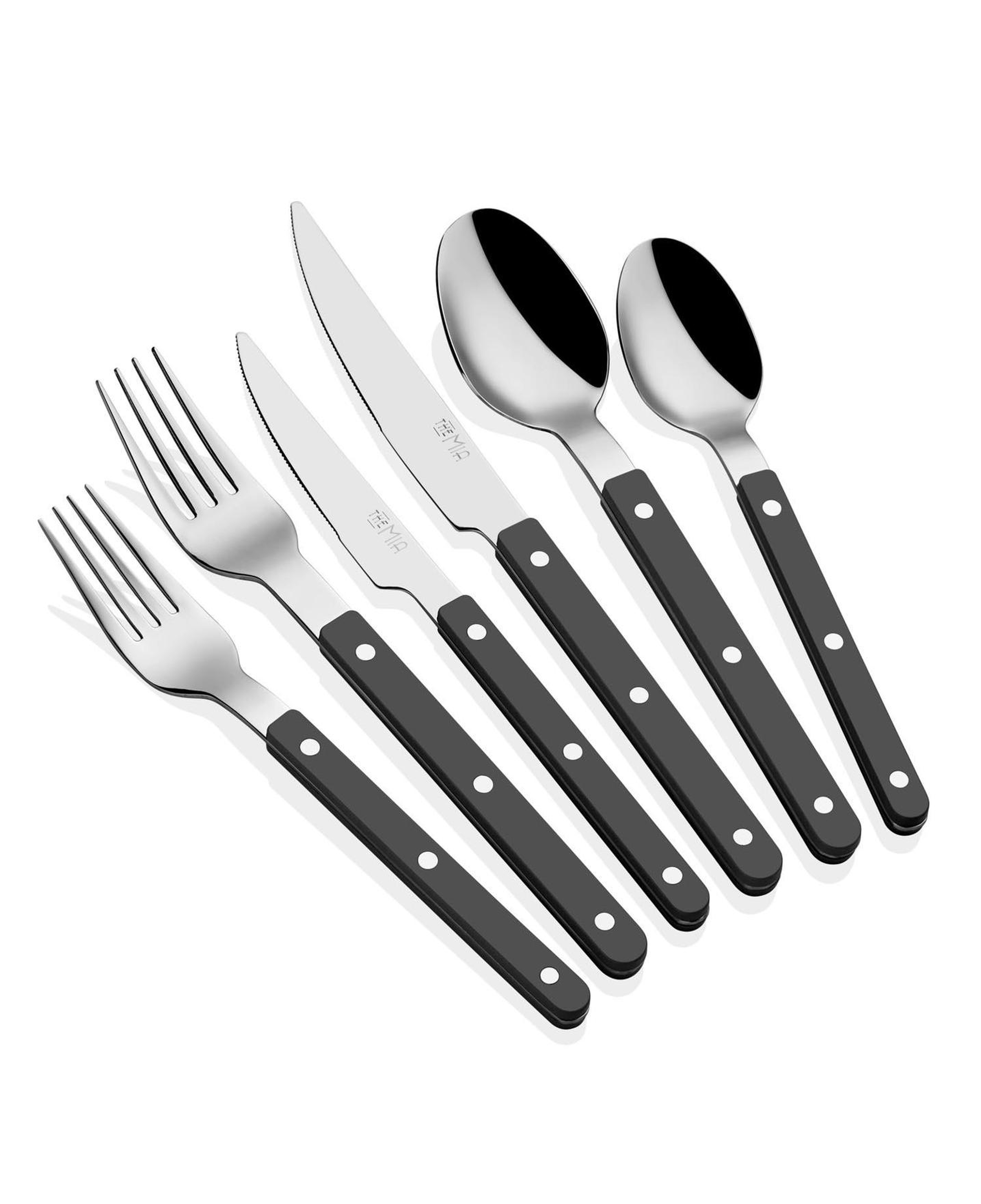 Comida Çatal Kaşık Bıçak Takımı Siyah 36 Parça