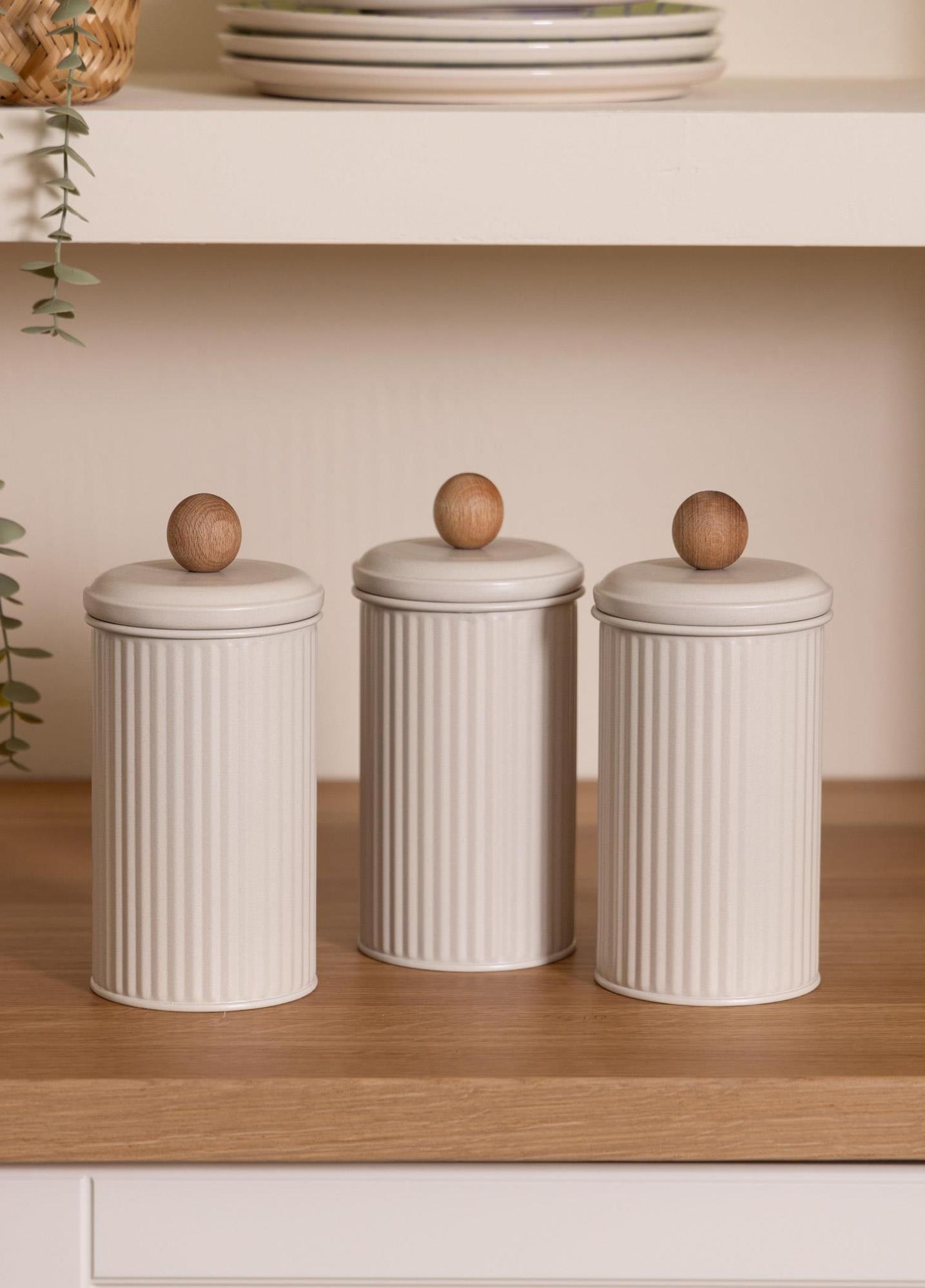 Stripe Çay Kahve Şeker Kavanozu Bej 1,20 Lt