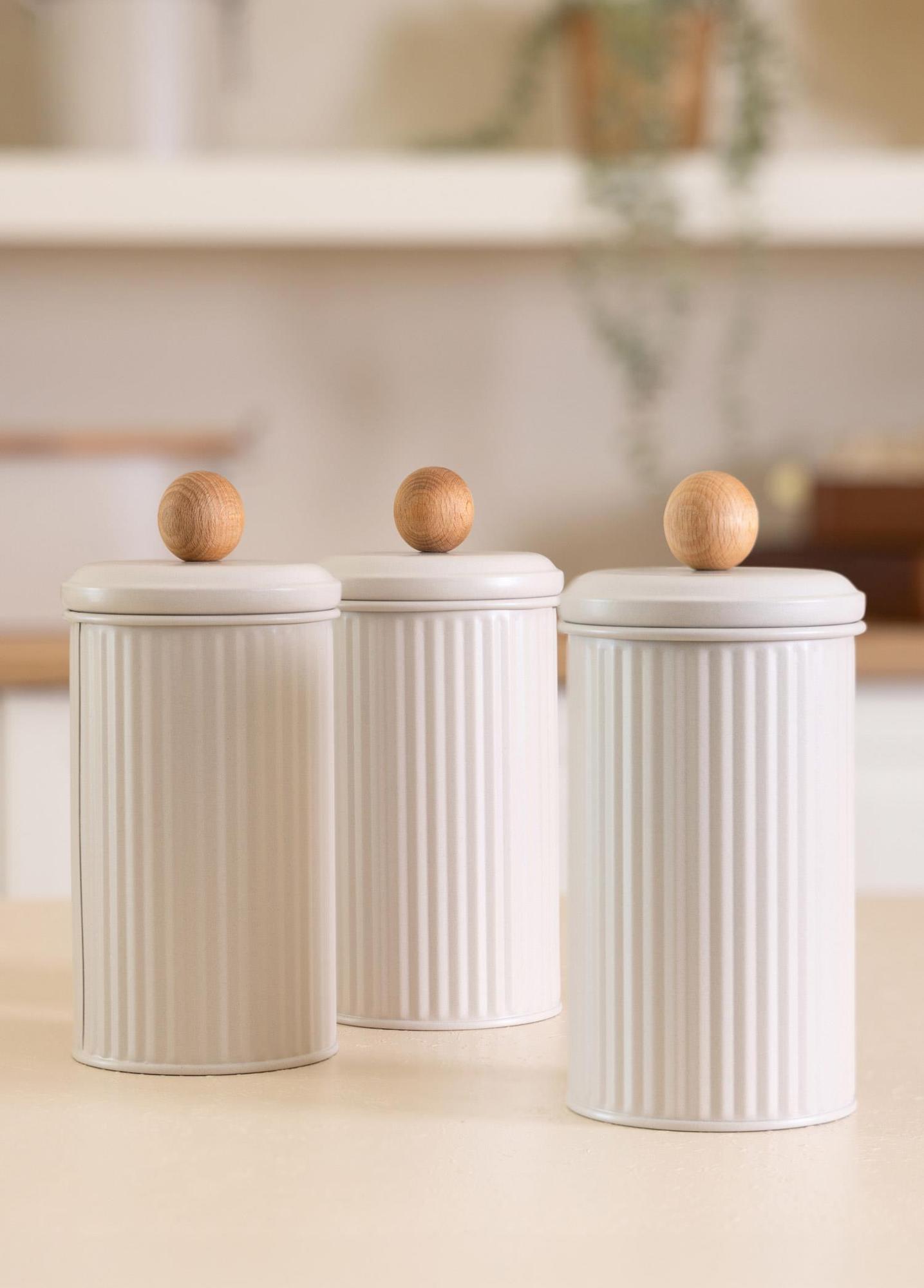 Stripe Çay Kahve Şeker Kavanozu Bej 1,20 Lt