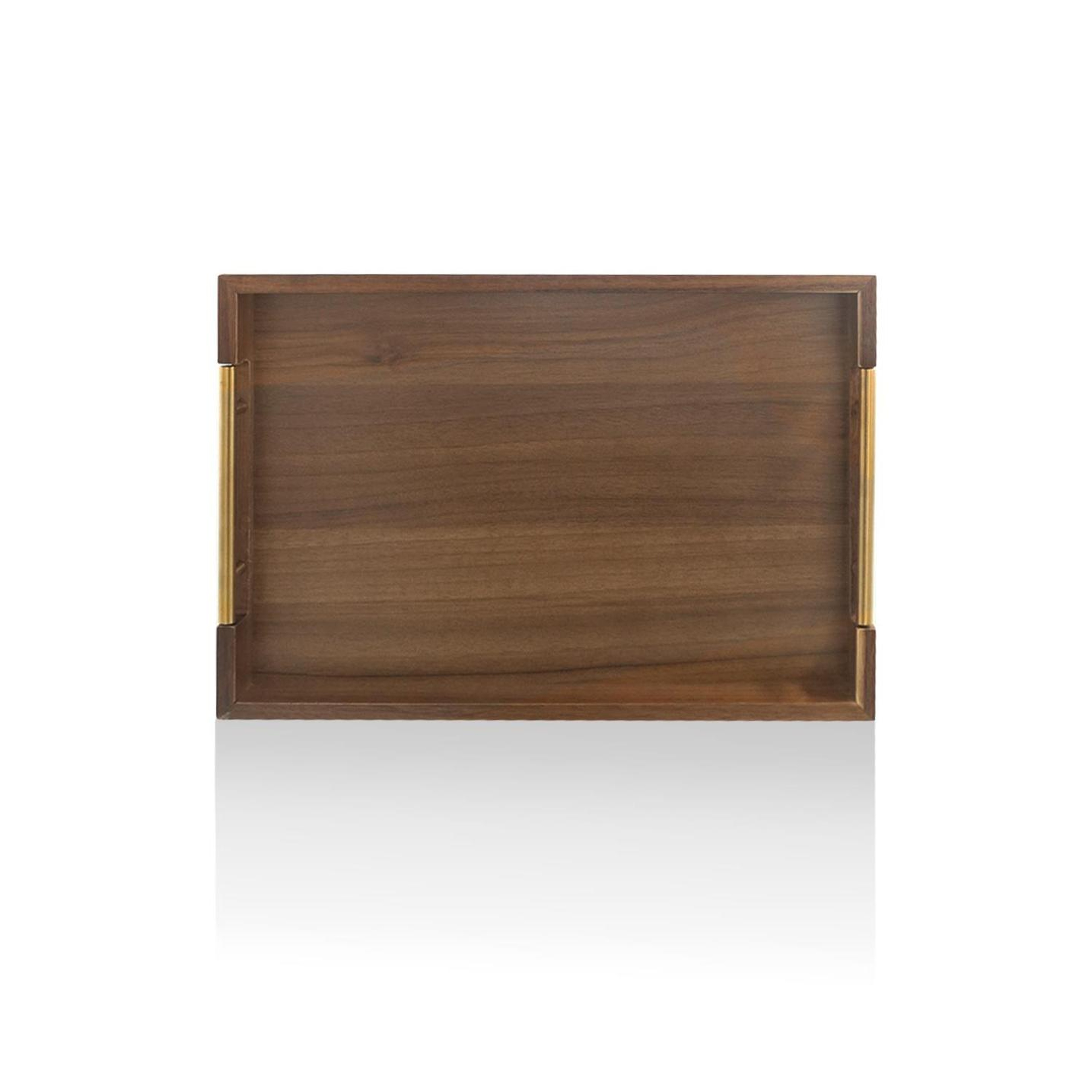 Natura Akasya Metal Kulplu Tepsi Gold 45x30x5 Cm