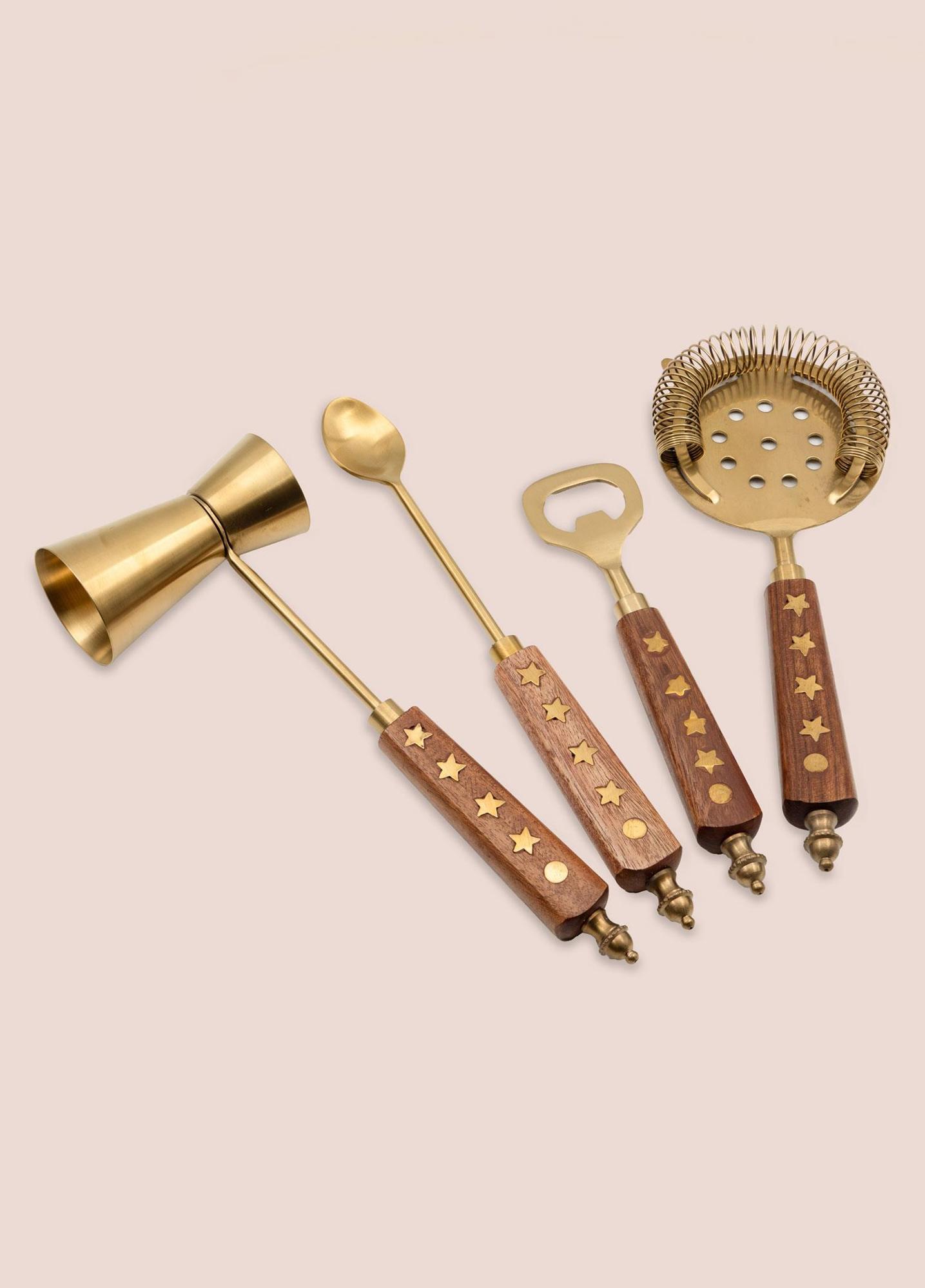 Wood Standlı Kokteyl Hazırlama Takımı 4 Parça