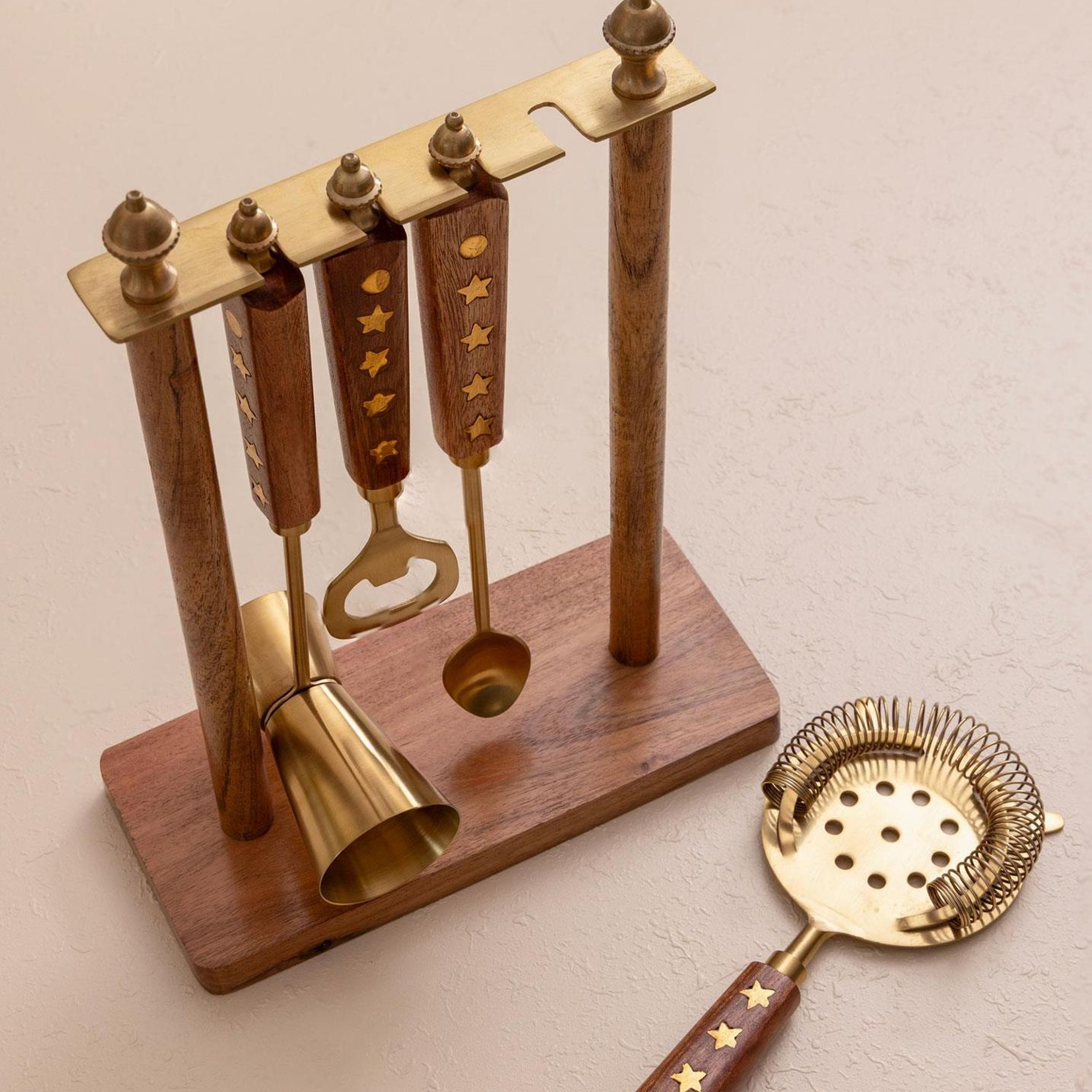 Wood Standlı Kokteyl Hazırlama Takımı 4 Parça