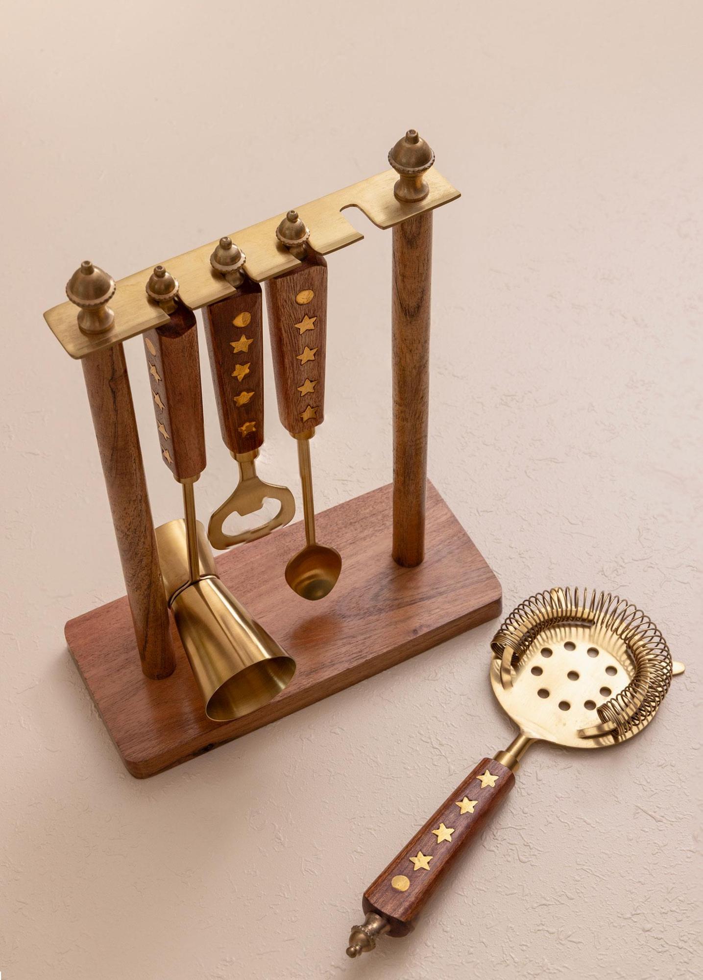 Wood Standlı Kokteyl Hazırlama Takımı 4 Parça