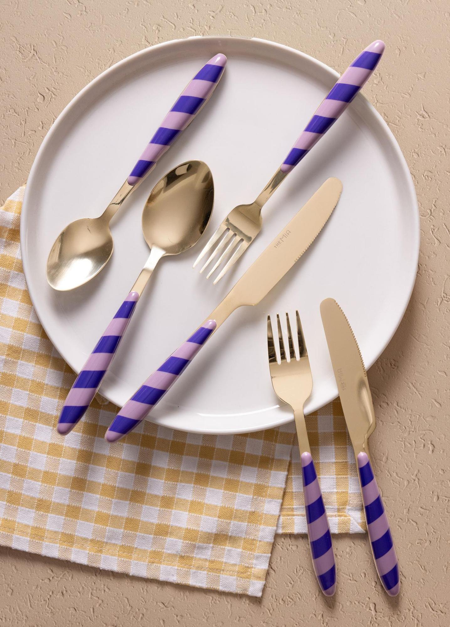 Joy Çatal Kaşık Bıçak Takımı Mor Gold 36 Parça