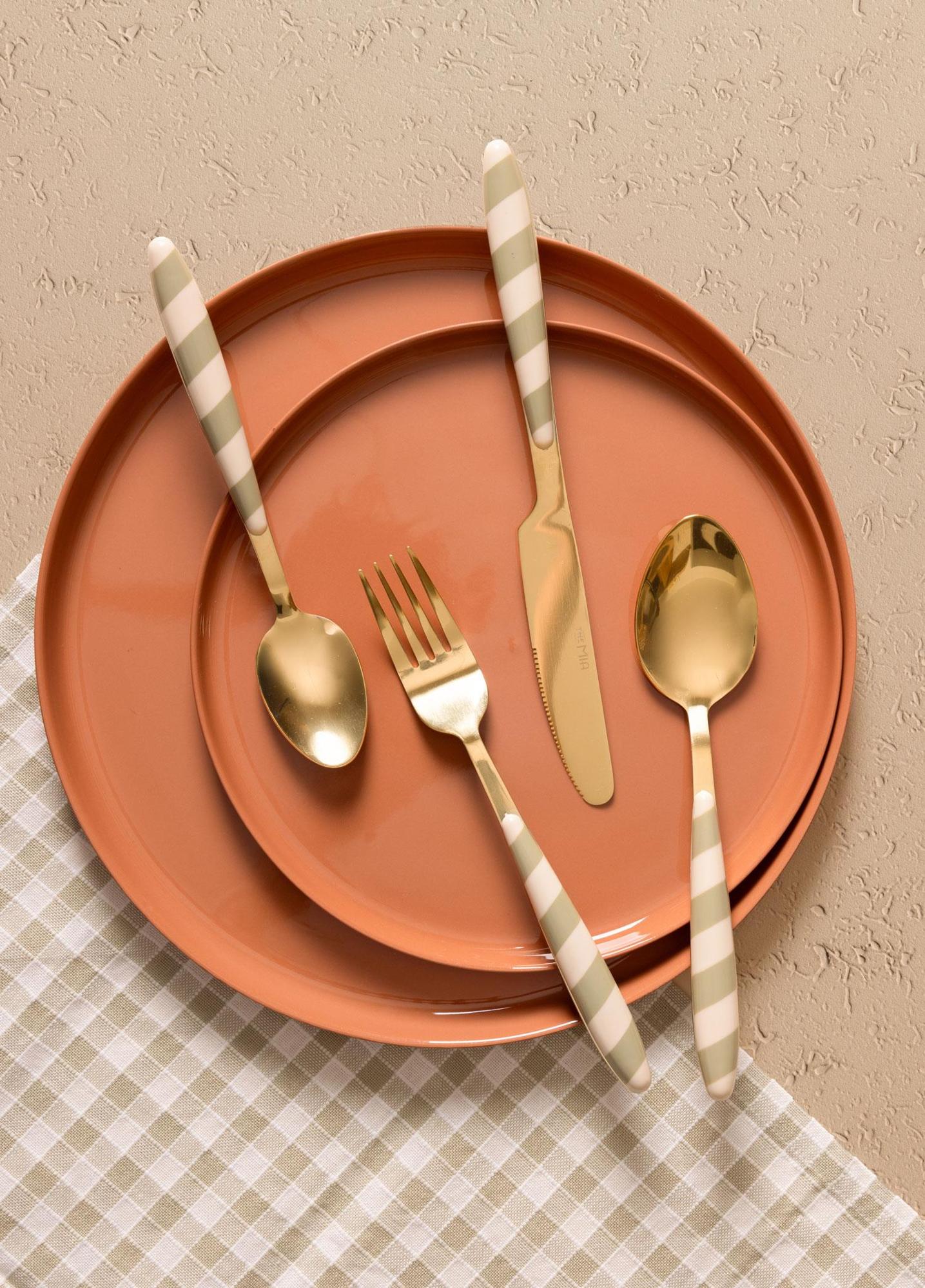 Joy Çatal Kaşık Bıçak Takımı Yeşil Gold 24 Parça