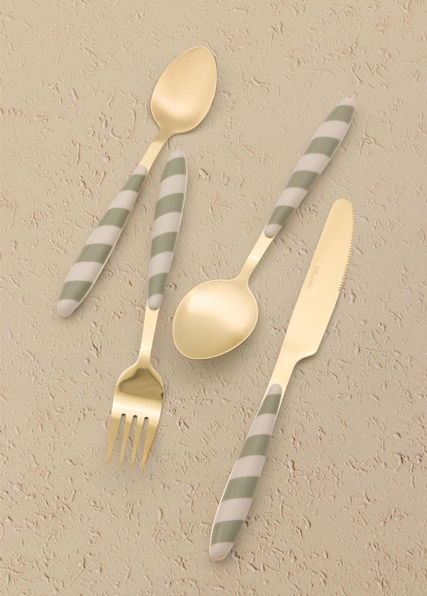 Joy Çatal Kaşık Bıçak Takımı Yeşil Gold 24 Parça