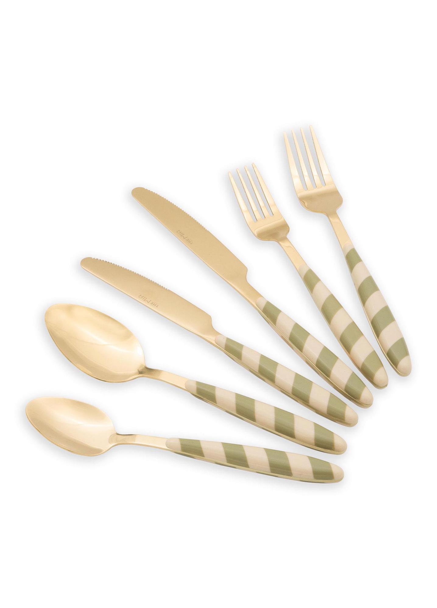 Joy Çatal Kaşık Bıçak Takımı Yeşil Gold 36 Parça