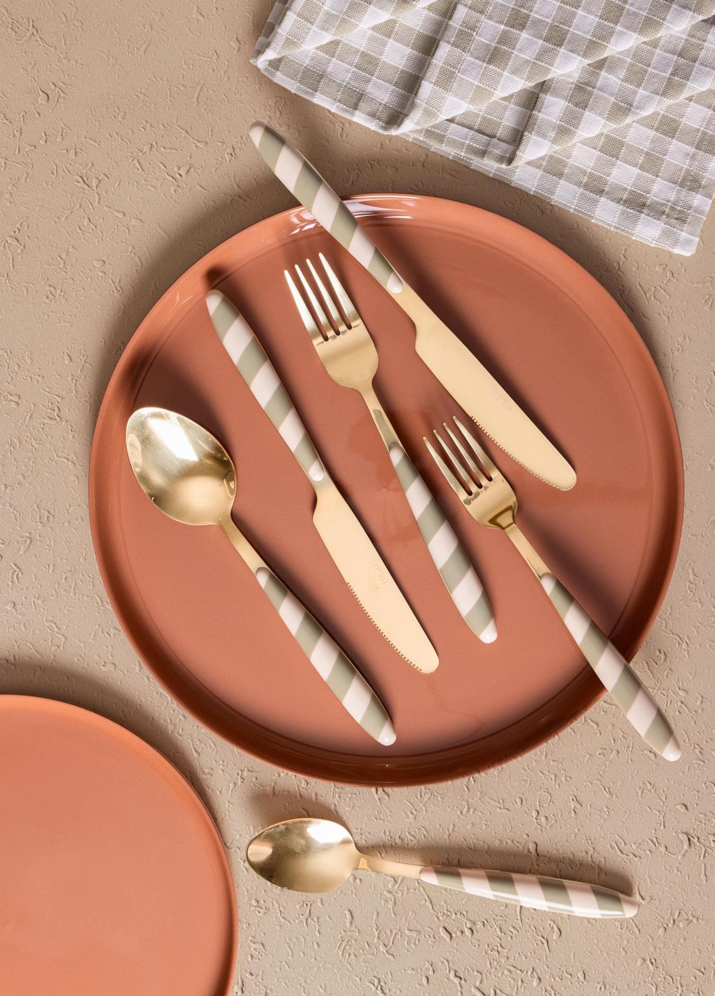 Joy Çatal Kaşık Bıçak Takımı Yeşil Gold 36 Parça