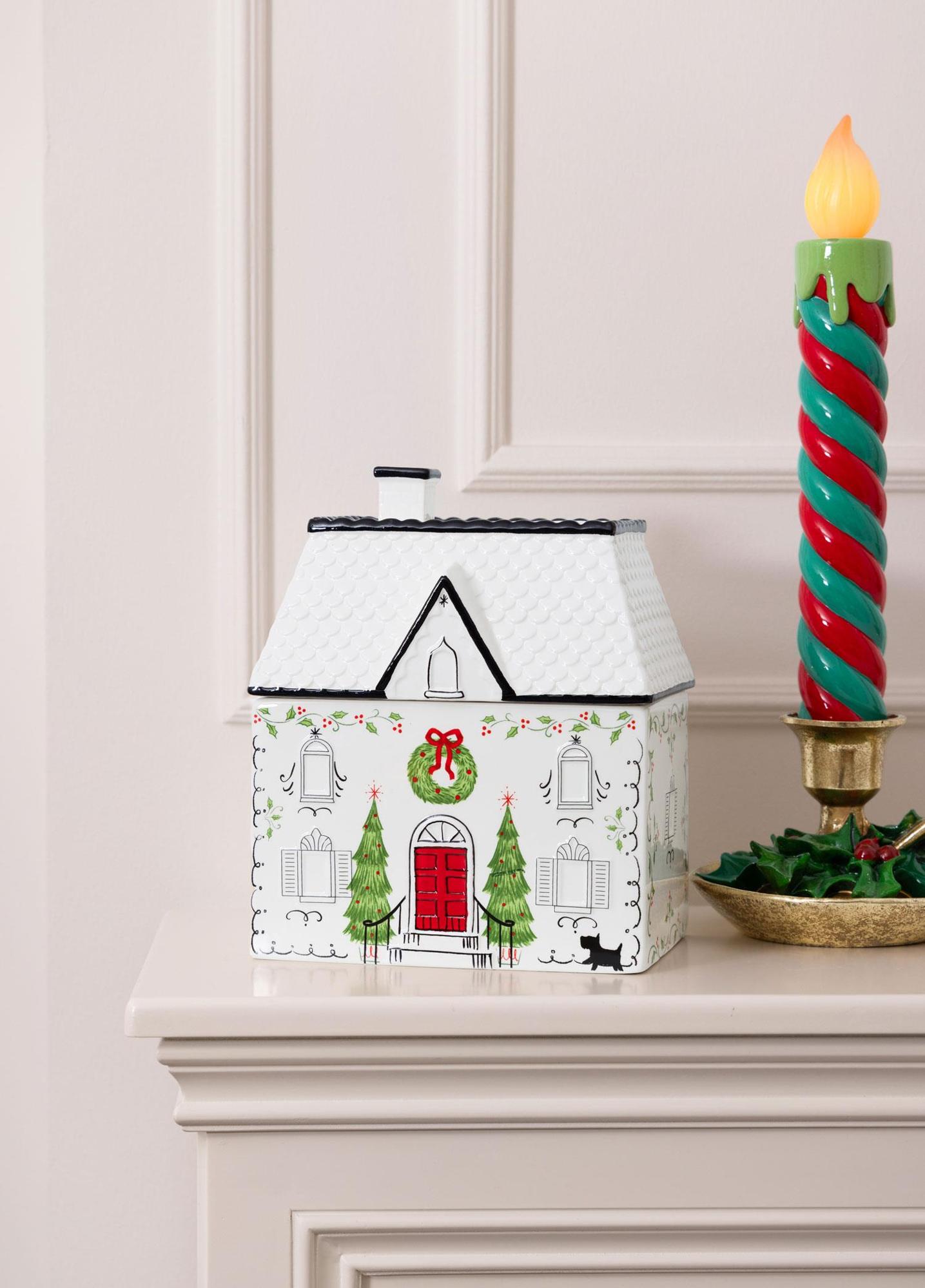 Dekorarif Kurabiye Kavanozu Ev 21x15x25 cm