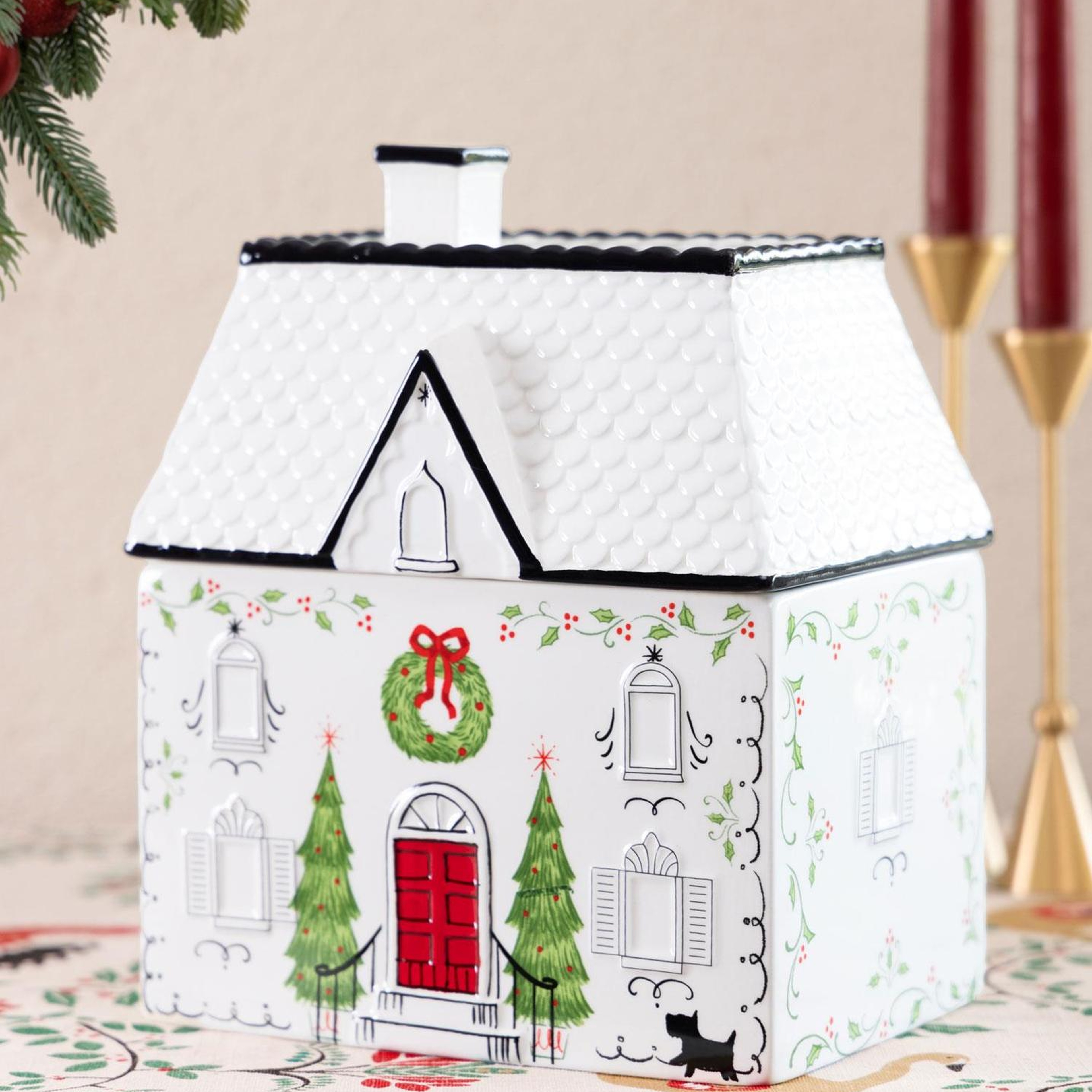 Dekorarif Kurabiye Kavanozu Ev 21x15x25 cm