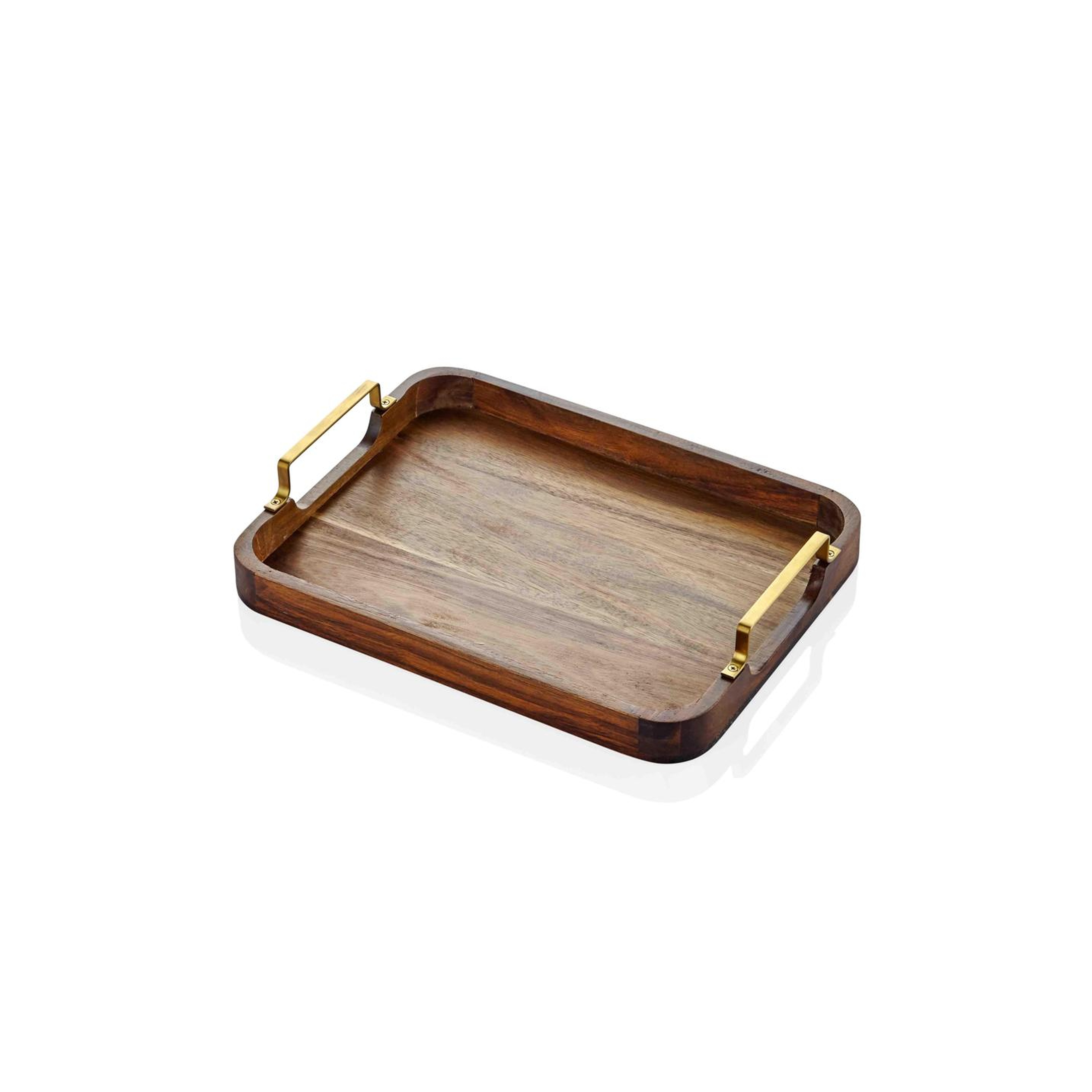 Natura Metal Kollu Akasya Tepsi 30x23 cm