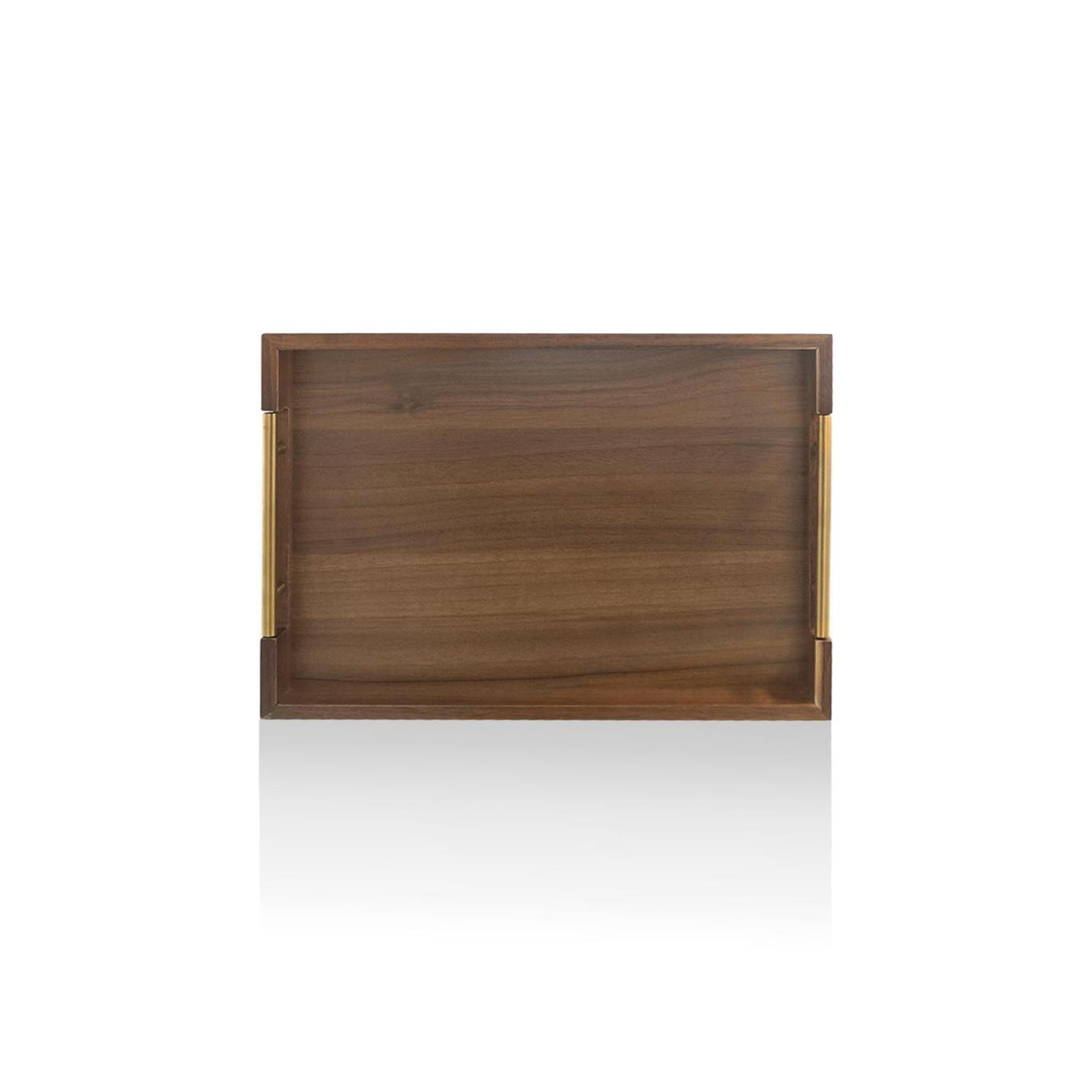 Natura Akasya Metal Kulplu Tepsi Gold 38x26x5 Cm