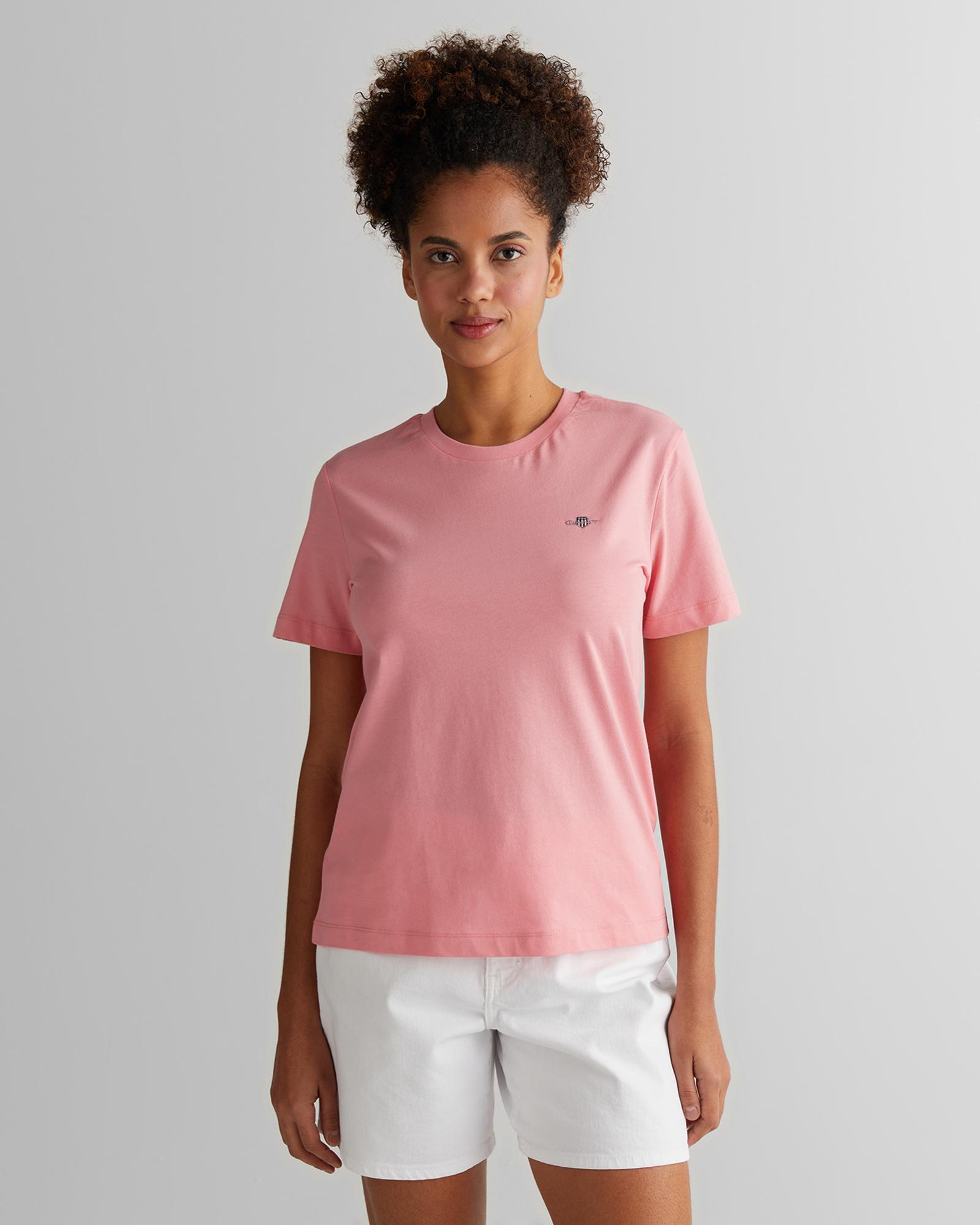 Gant Kadın Pembe Regular Fit Bisiklet Yaka T-Shirt