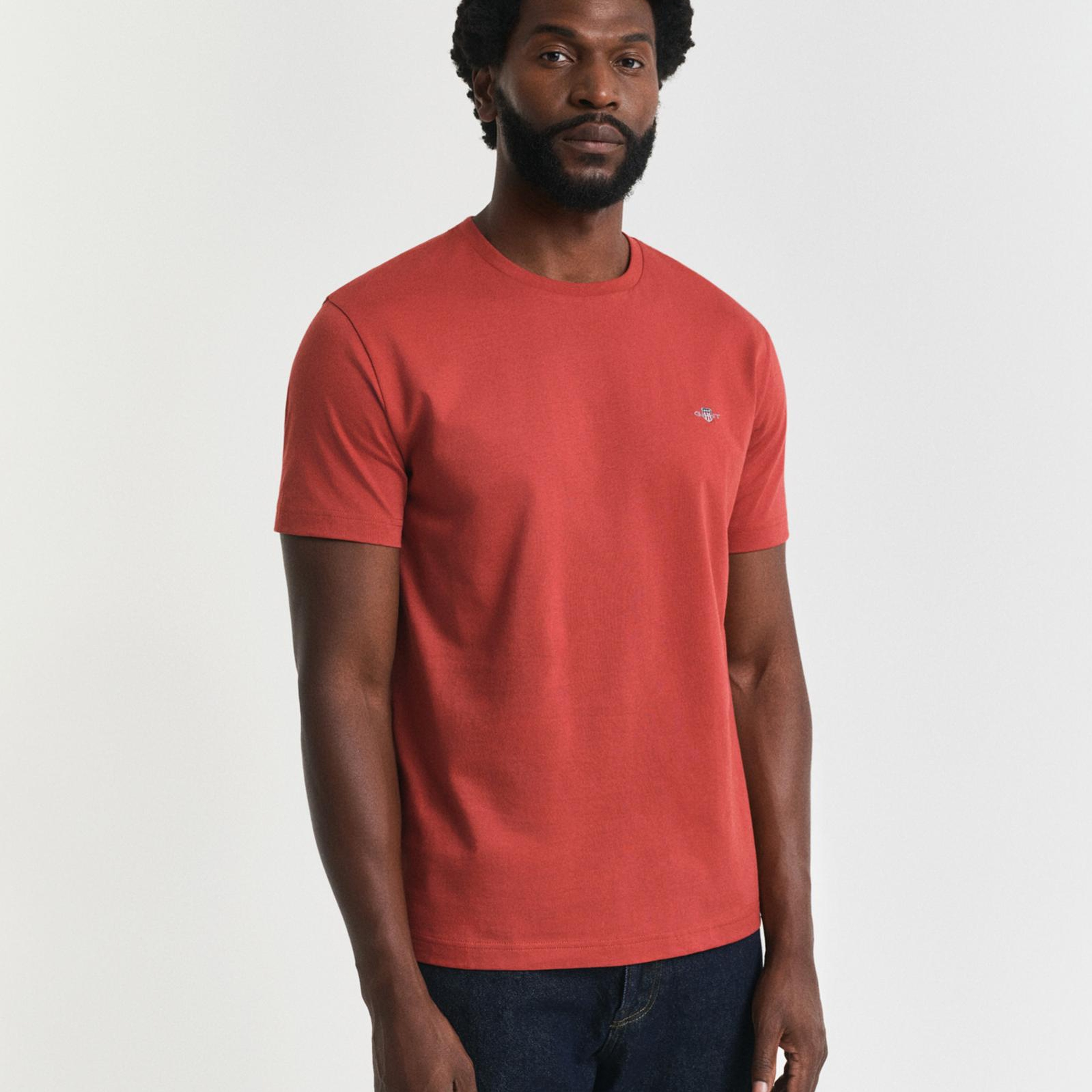 GANT Erkek Kırmızı Regular Fit Bisiklet Yaka T-Shirt