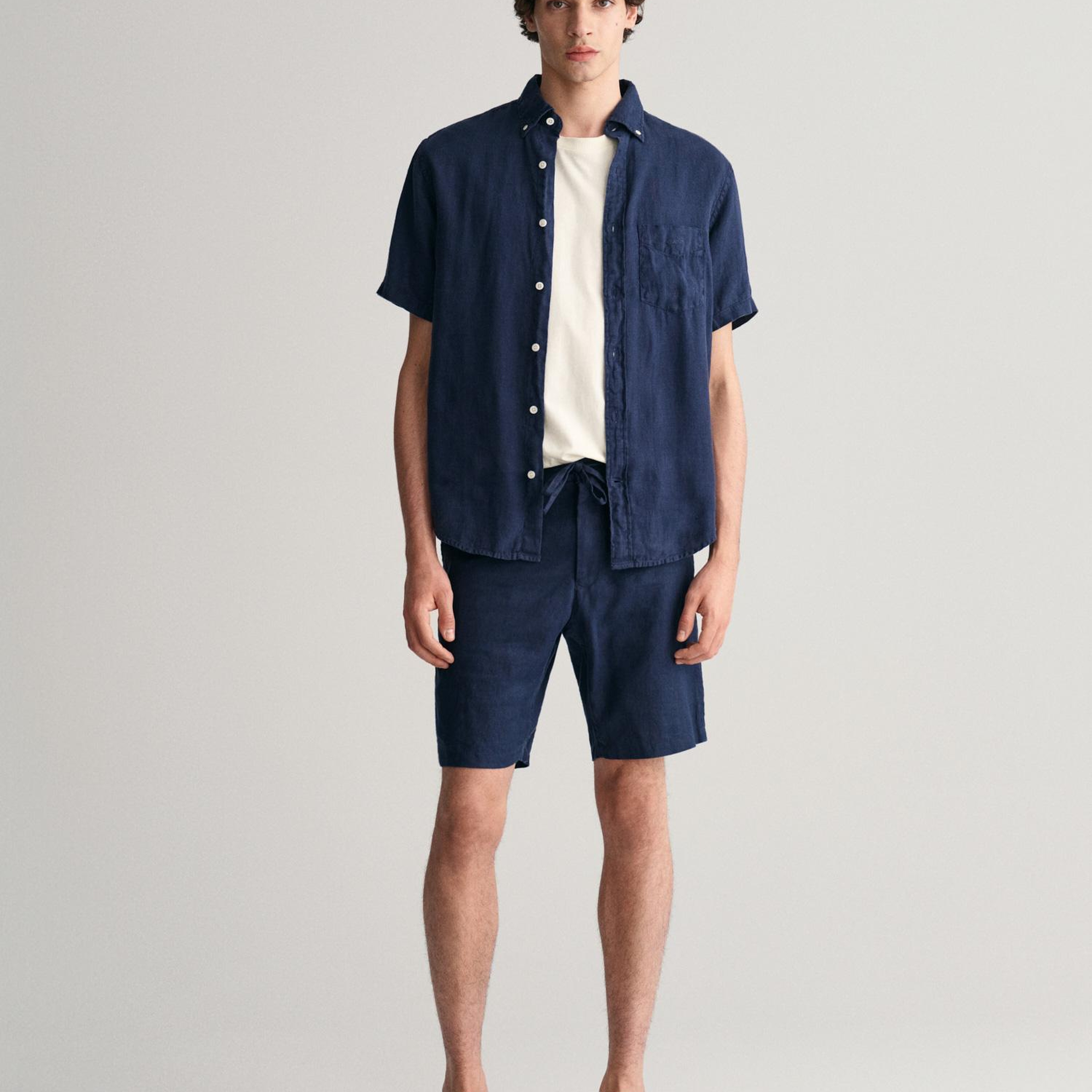 GANT Erkek Lacivert Relaxed Fit Keten Şort