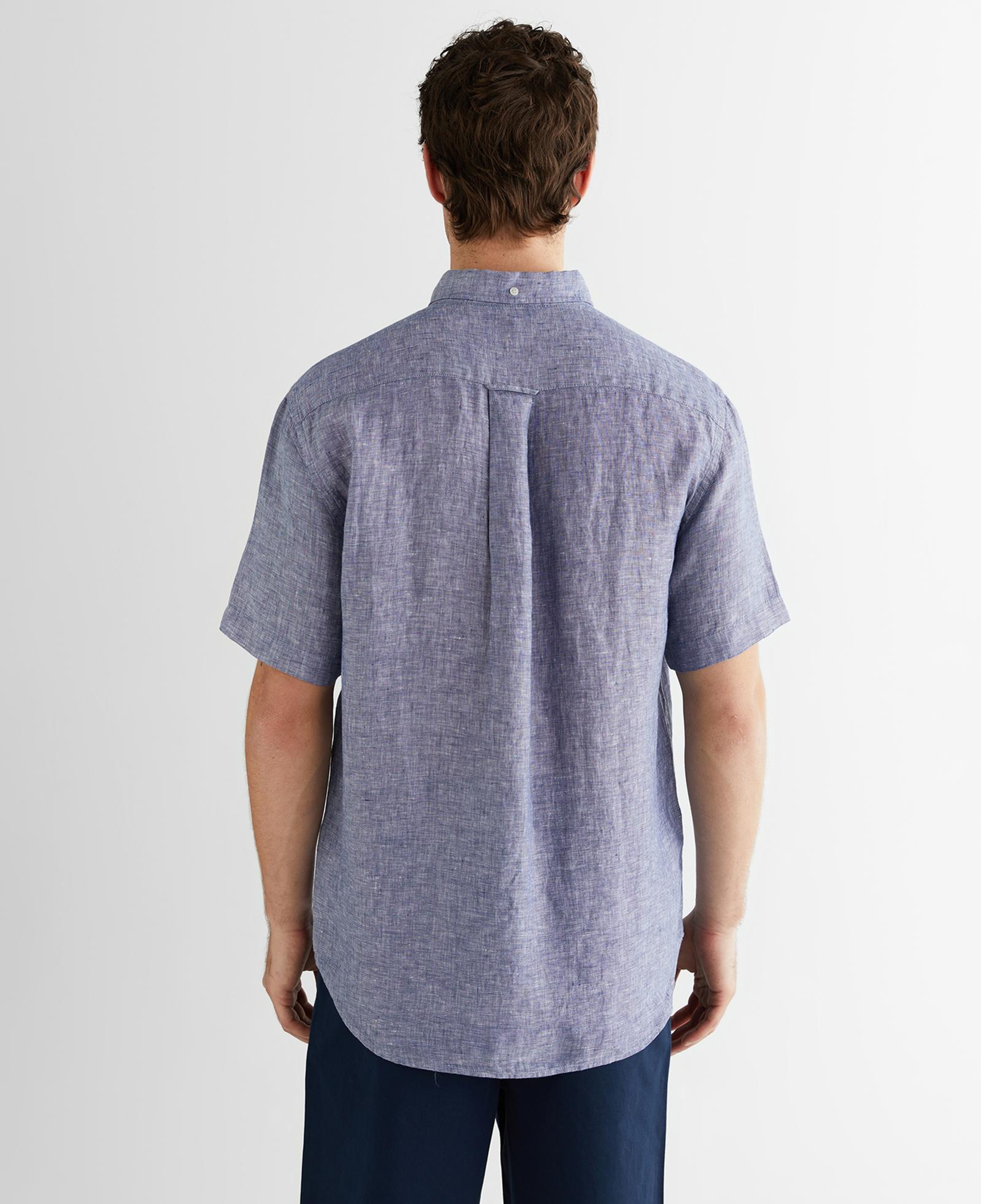 GANT Erkek Mavi Regular Fit Klasik Yaka Keten Gömlek