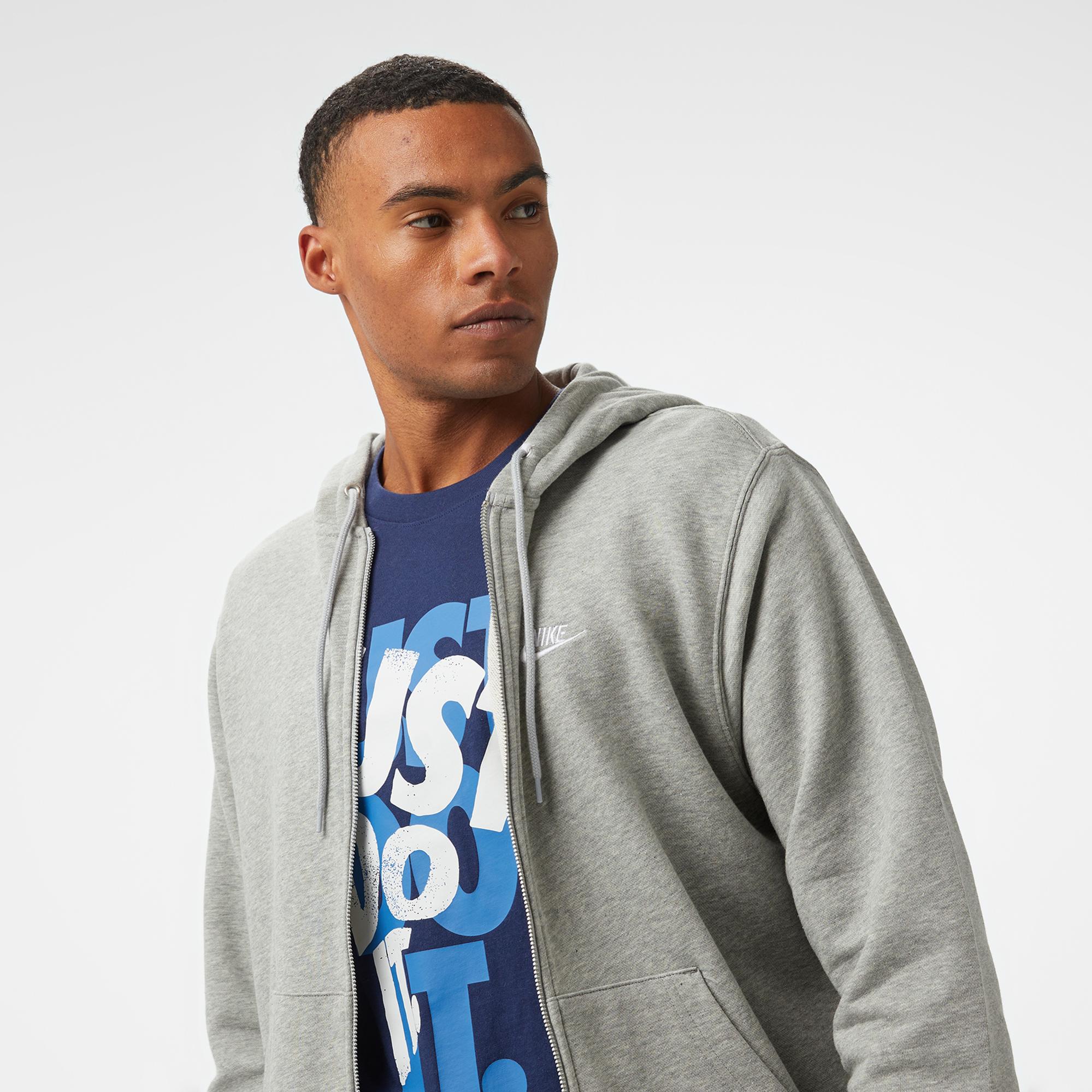 Nike Club Fleece Erkek Gri Hoodie