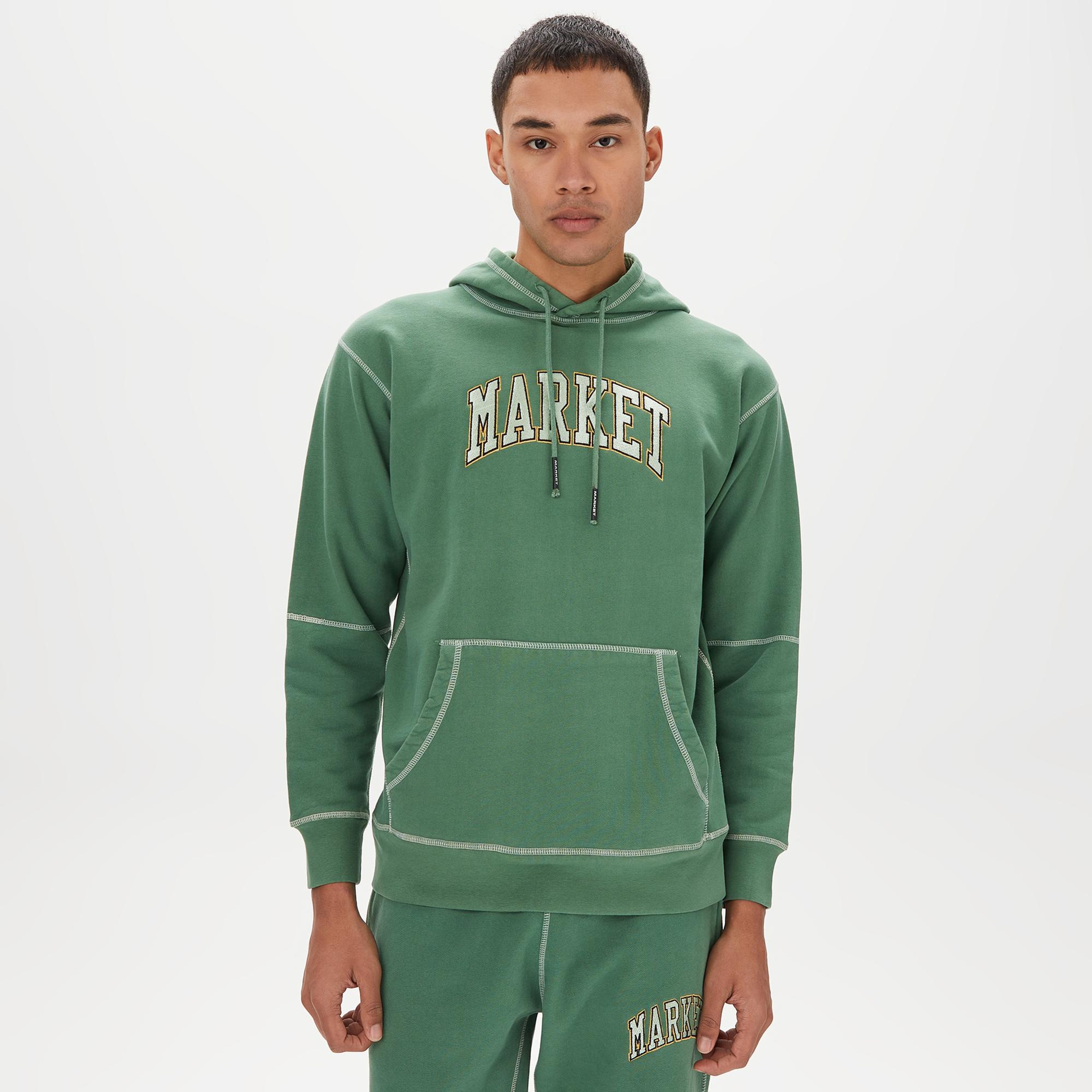 Market Triple Stitch Pullover Erkek Yeşil Hoodie