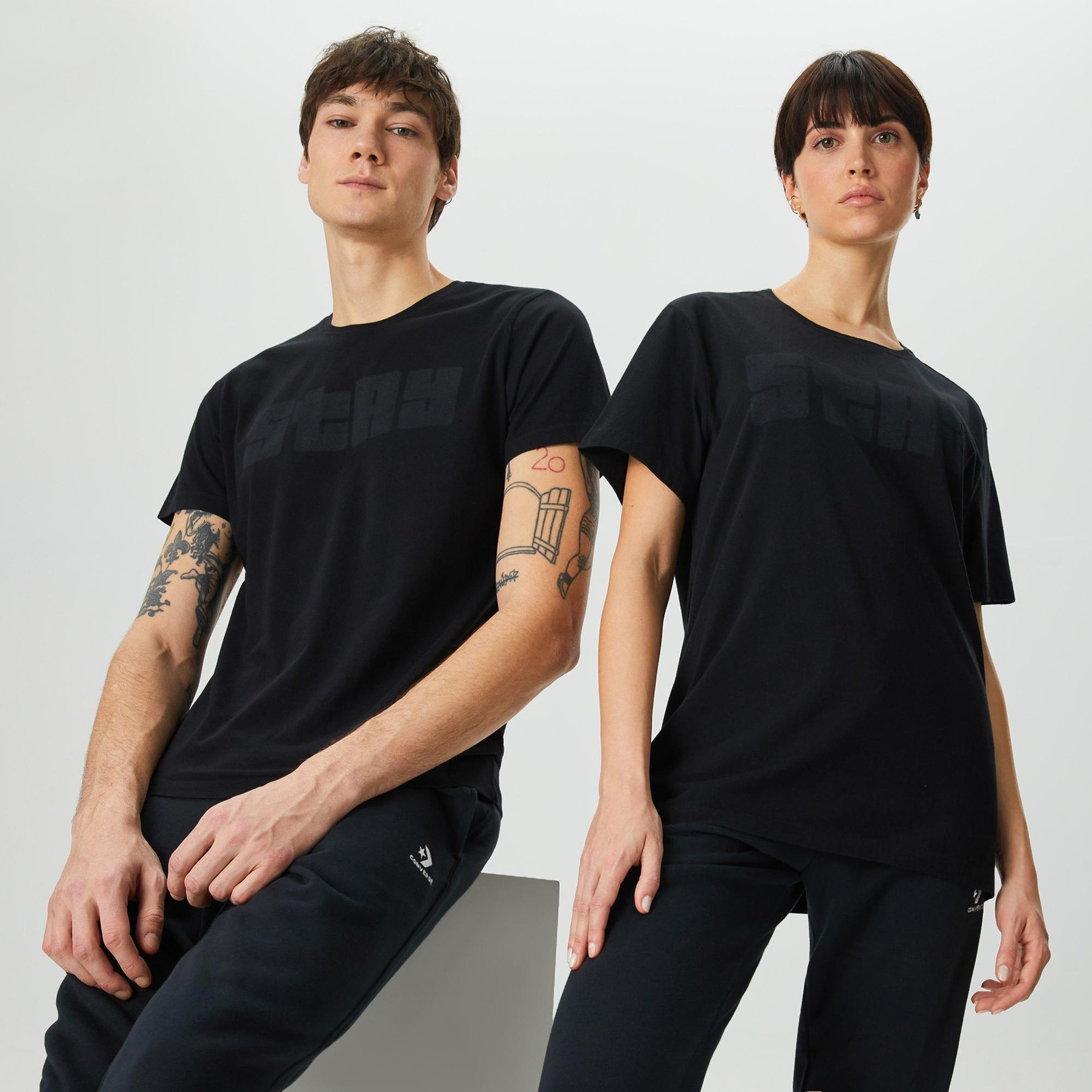 The Stay Line Ghost Print Unisex Siyah T-Shirt