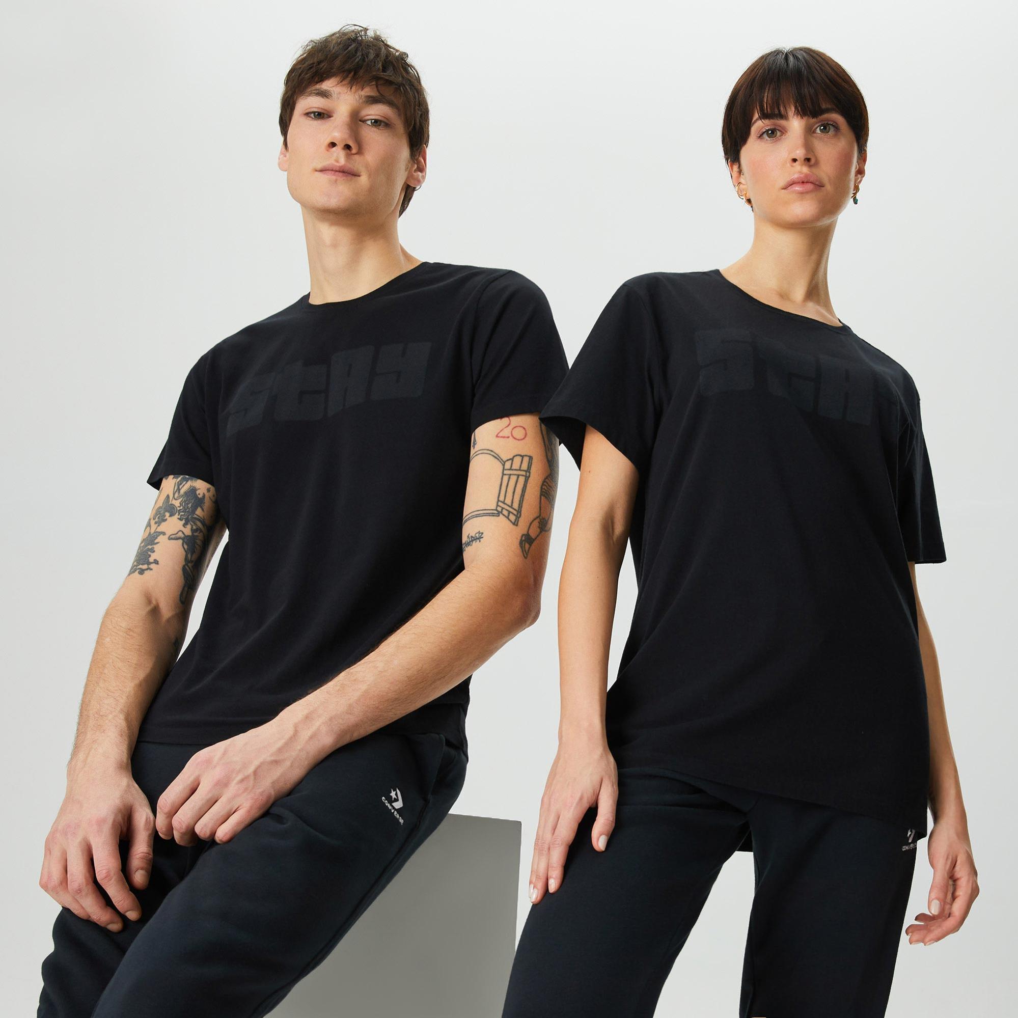 The Stay Line Ghost Print Unisex Siyah T-Shirt