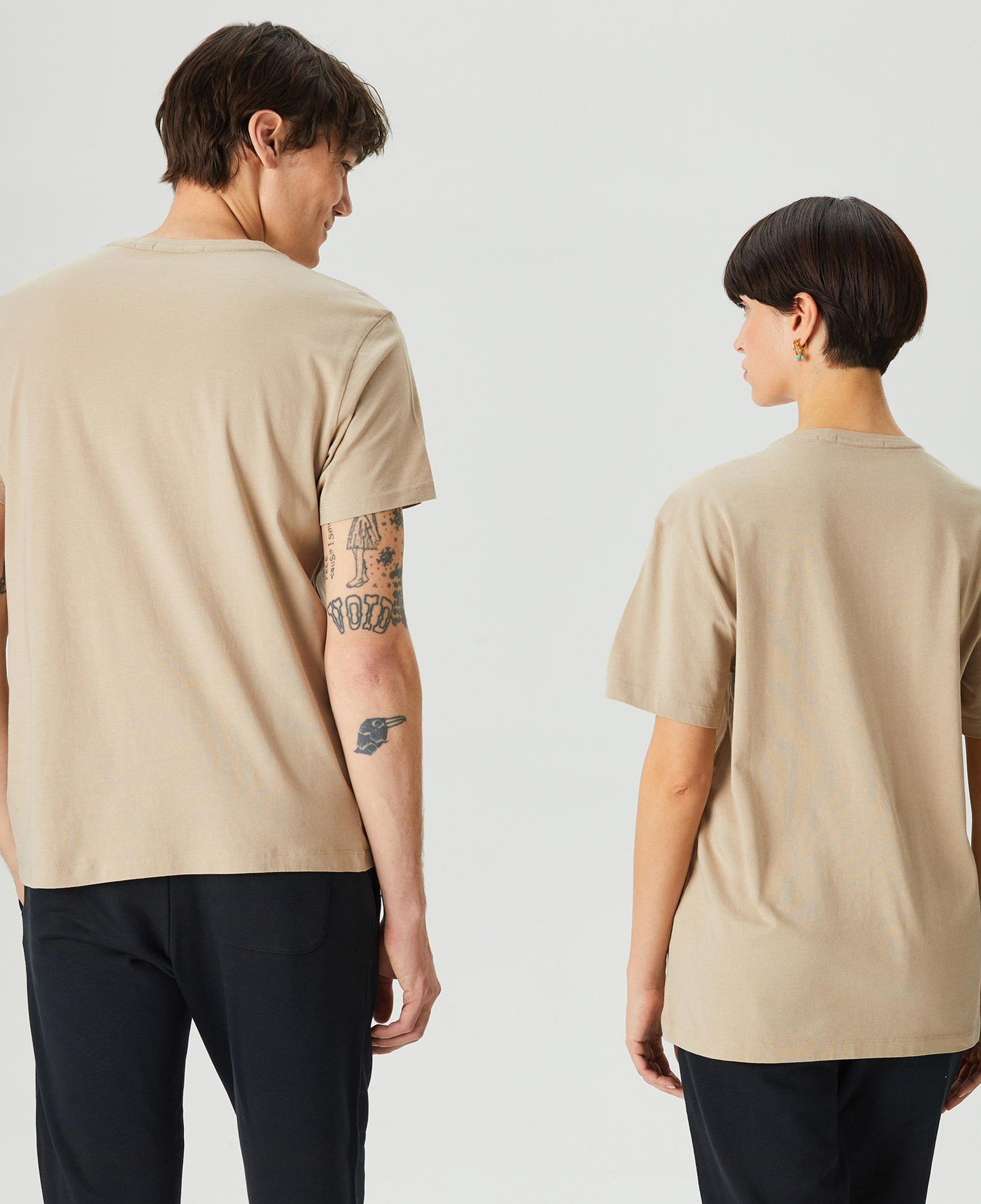 The Stay Line Ghost Print Unisex Bej T-Shirt