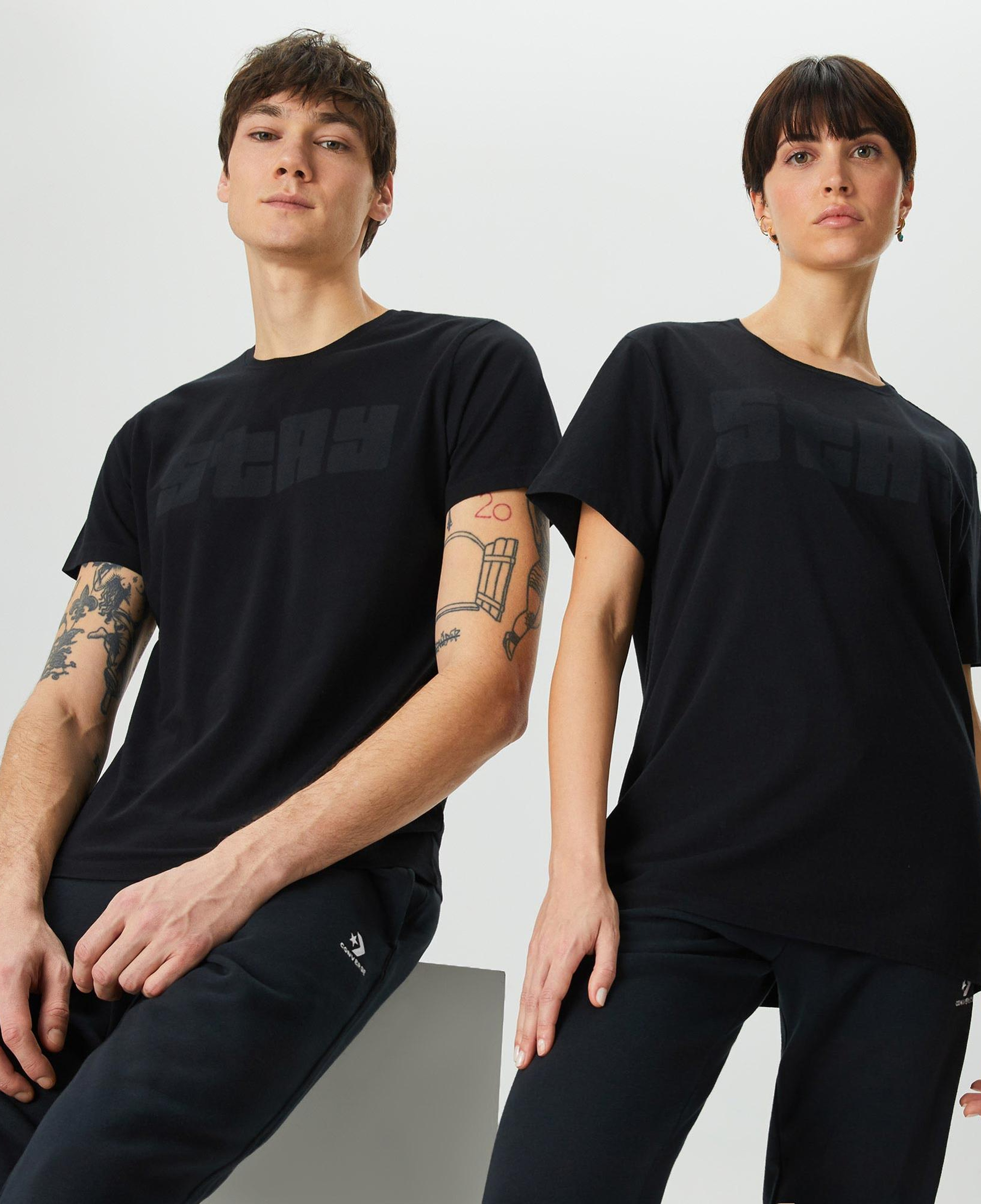 The Stay Line Ghost Print Unisex Siyah T-Shirt