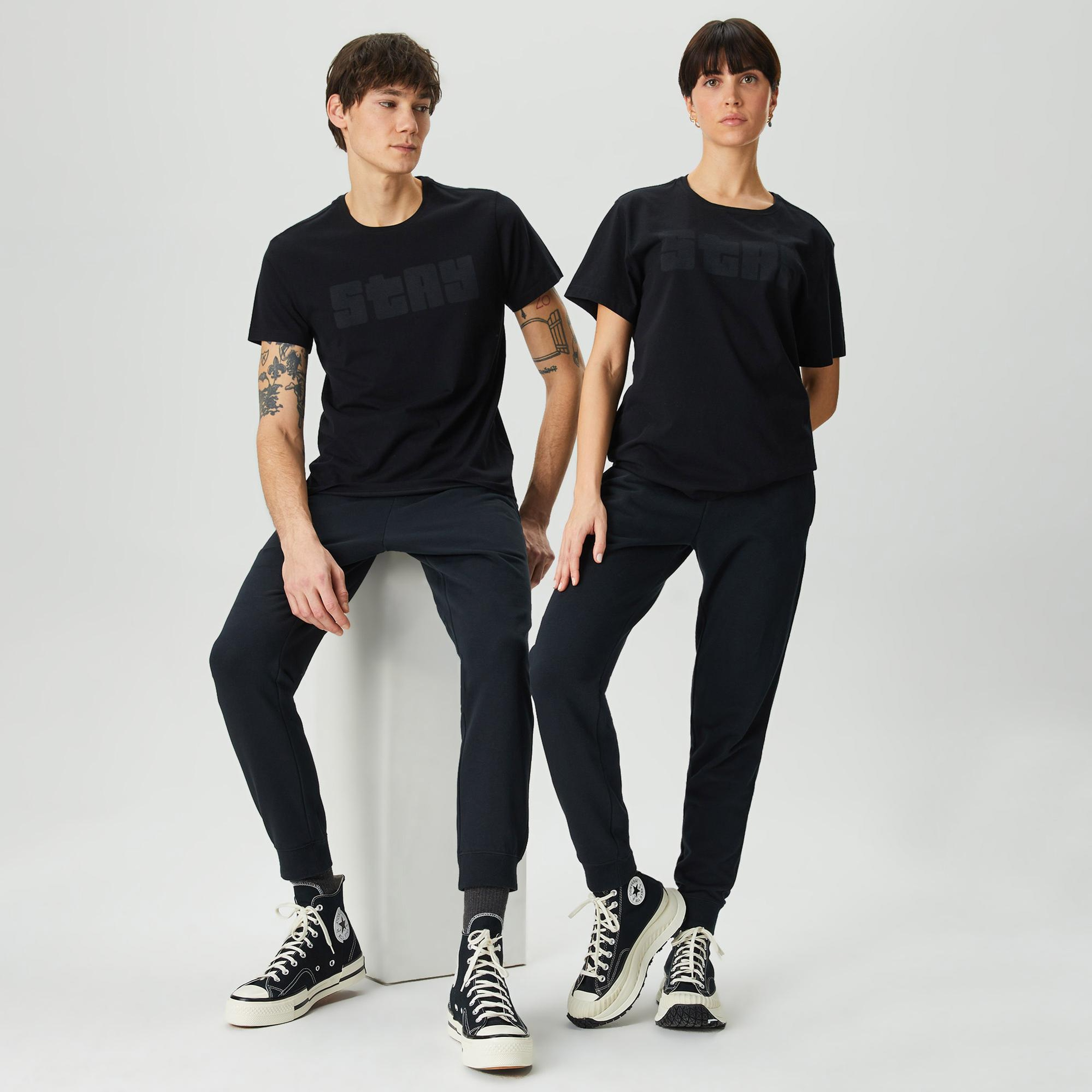 The Stay Line Ghost Print Unisex Siyah T-Shirt