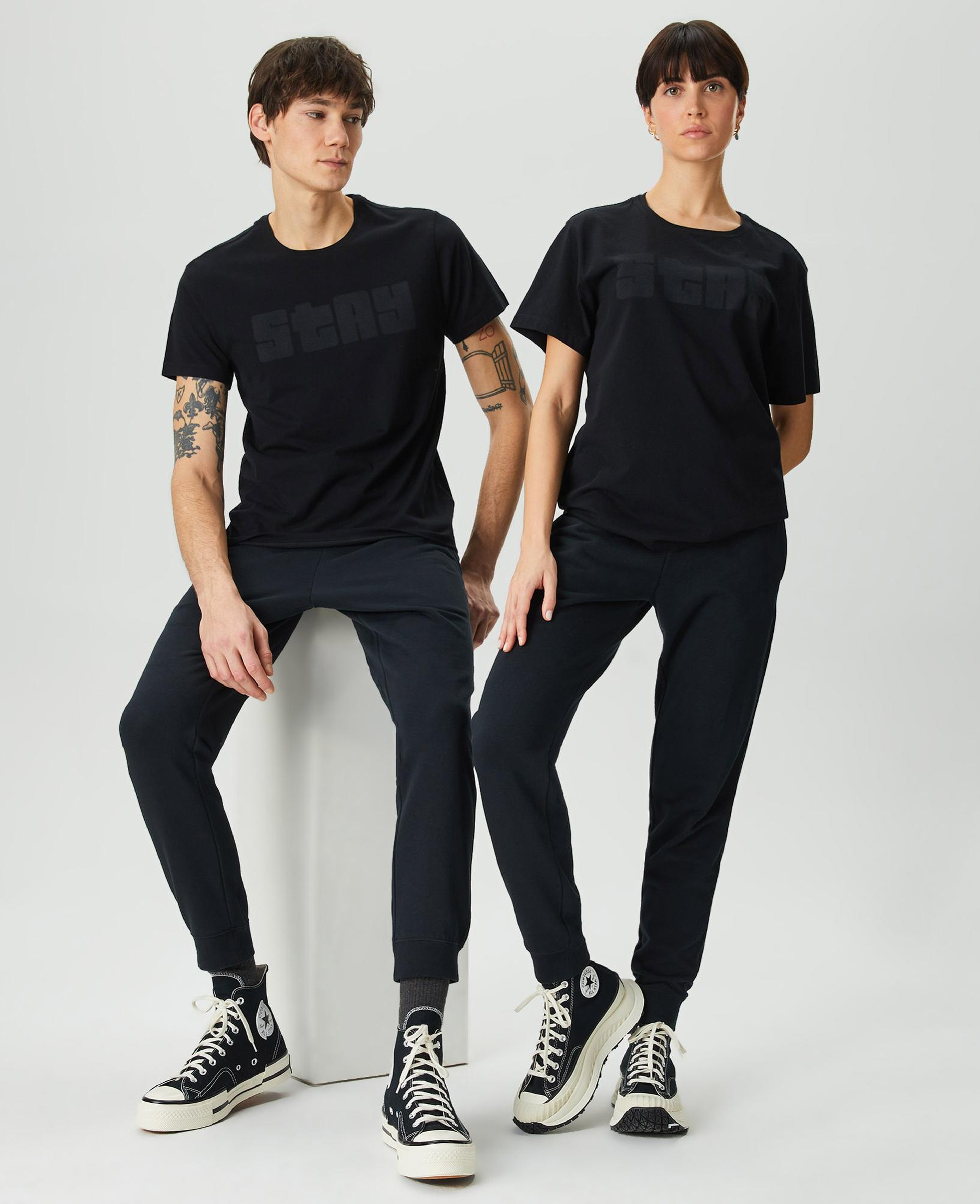 The Stay Line Ghost Print Unisex Siyah T-Shirt