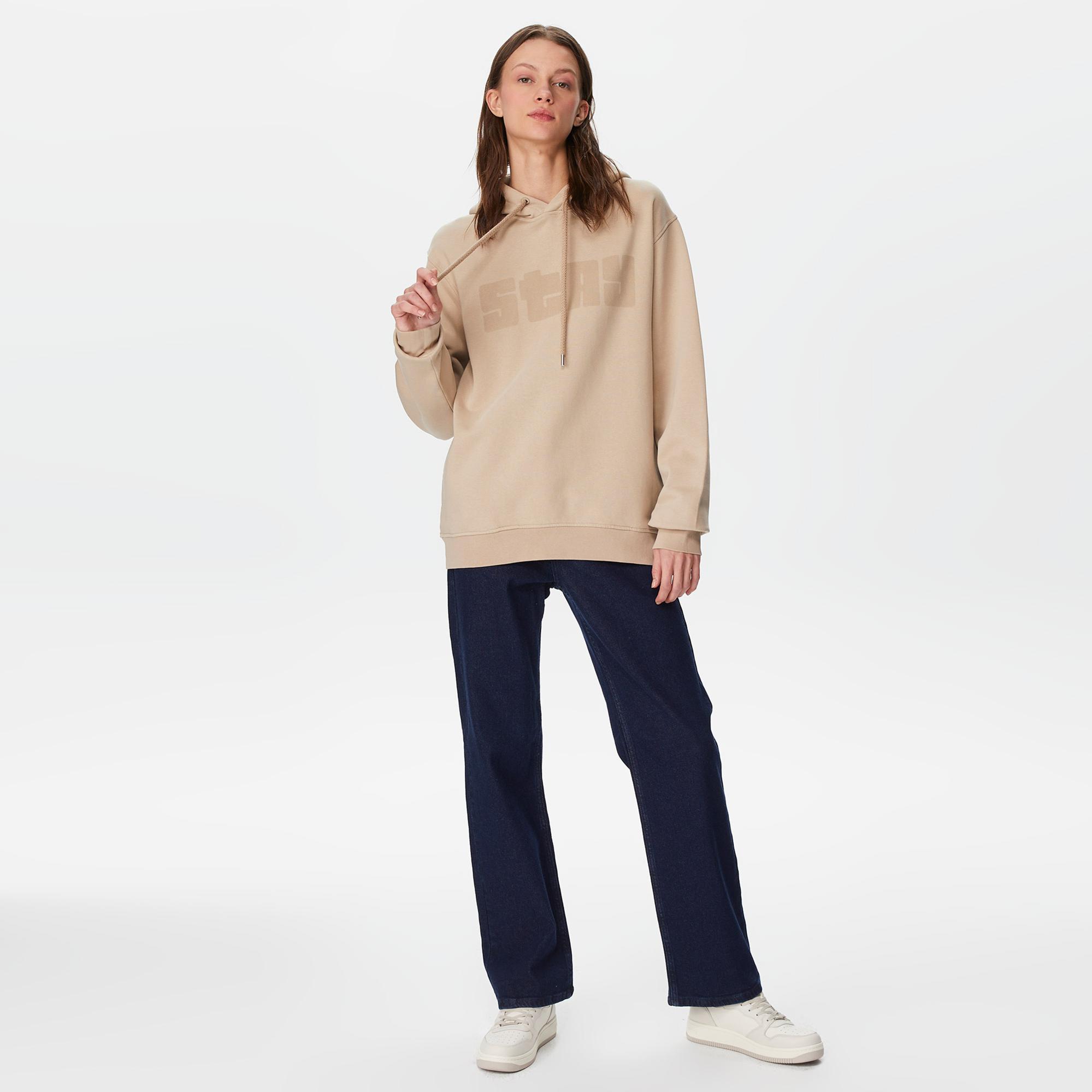 The Stay Line Etheral Unisex Bej Hoodie