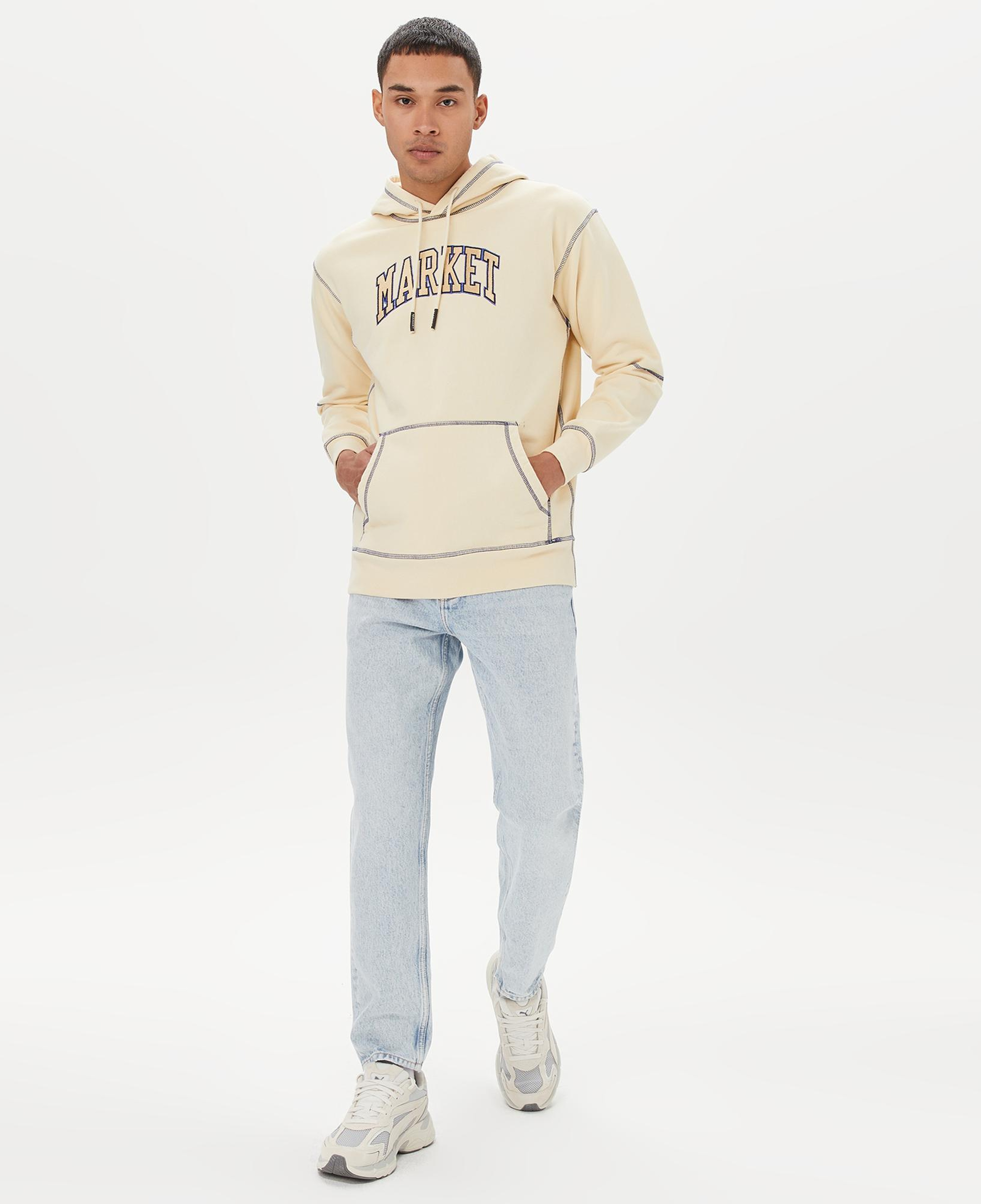 Market Triple Stitch Pullover Erkek Krem Hoodie