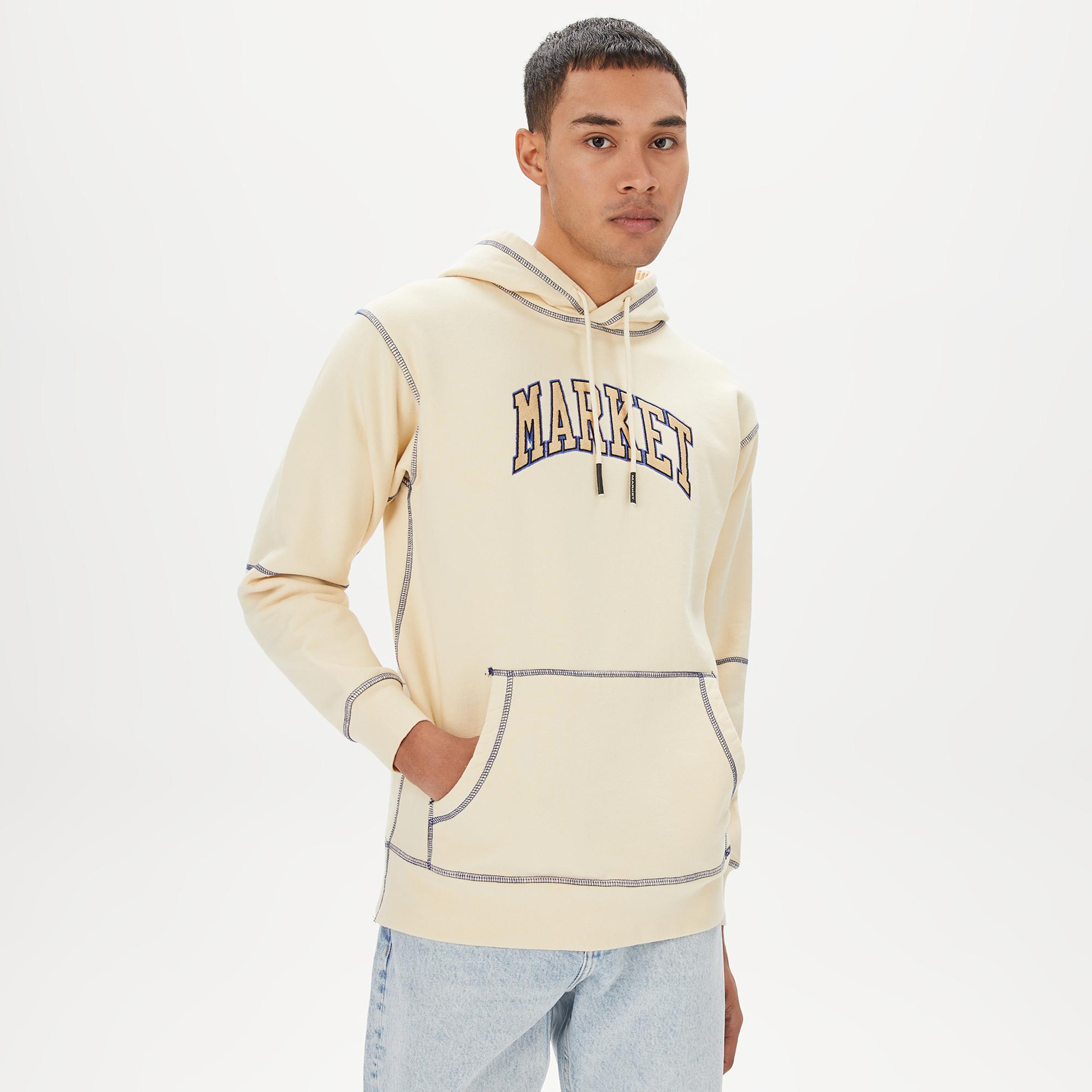 Market Triple Stitch Pullover Erkek Krem Hoodie
