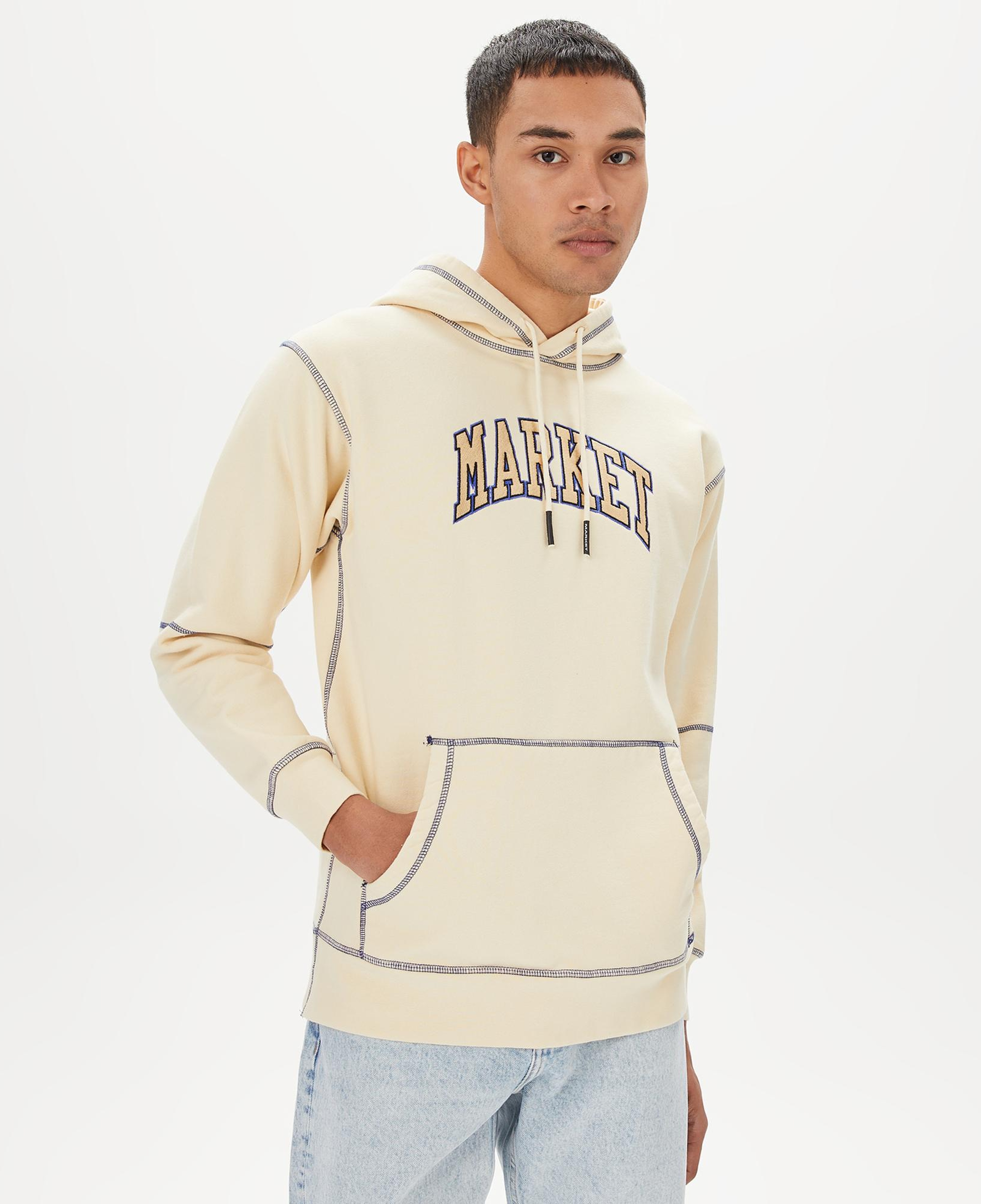 Market Triple Stitch Pullover Erkek Krem Hoodie