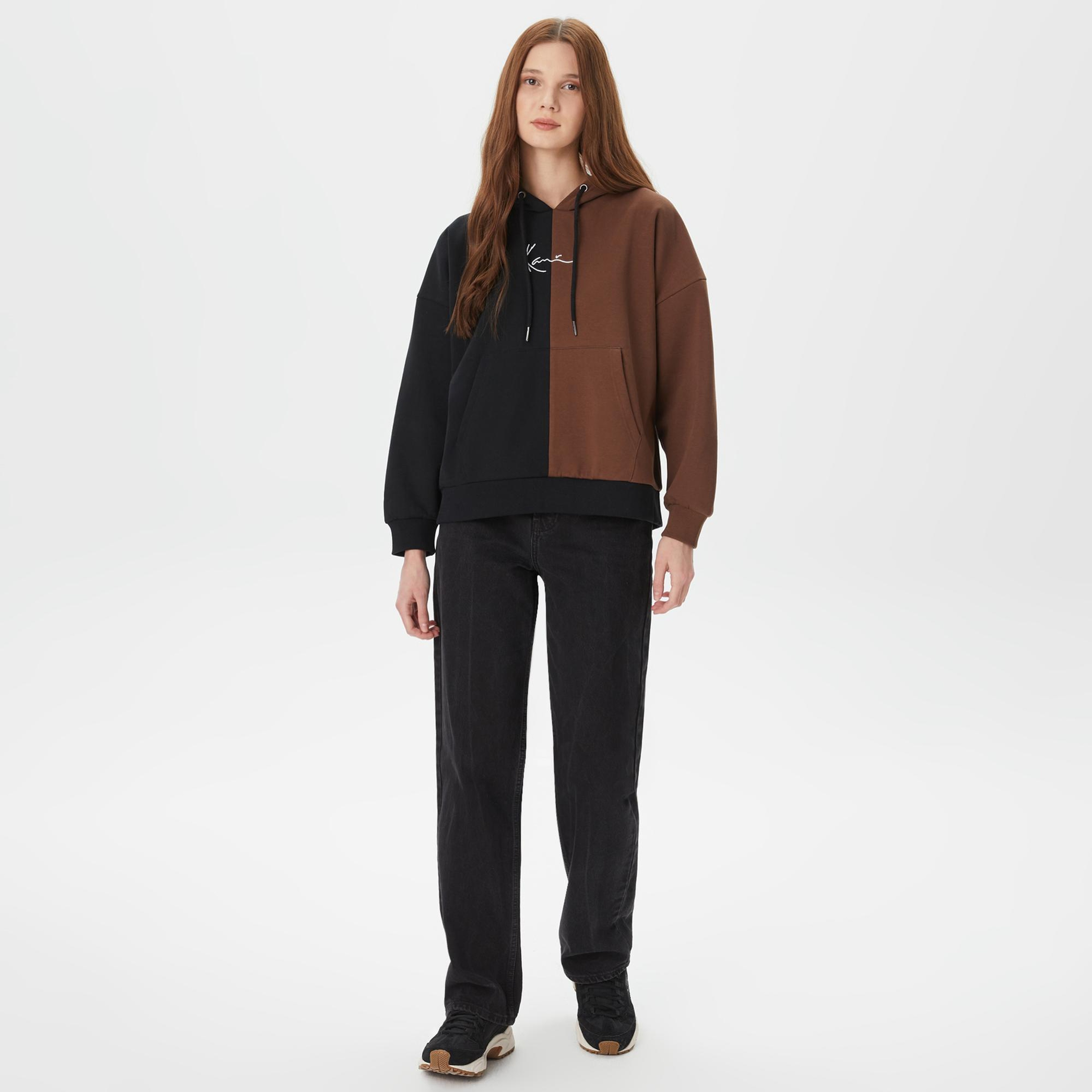 Karl Kani Small Signature Block OS Kadın Siyah Hoodie