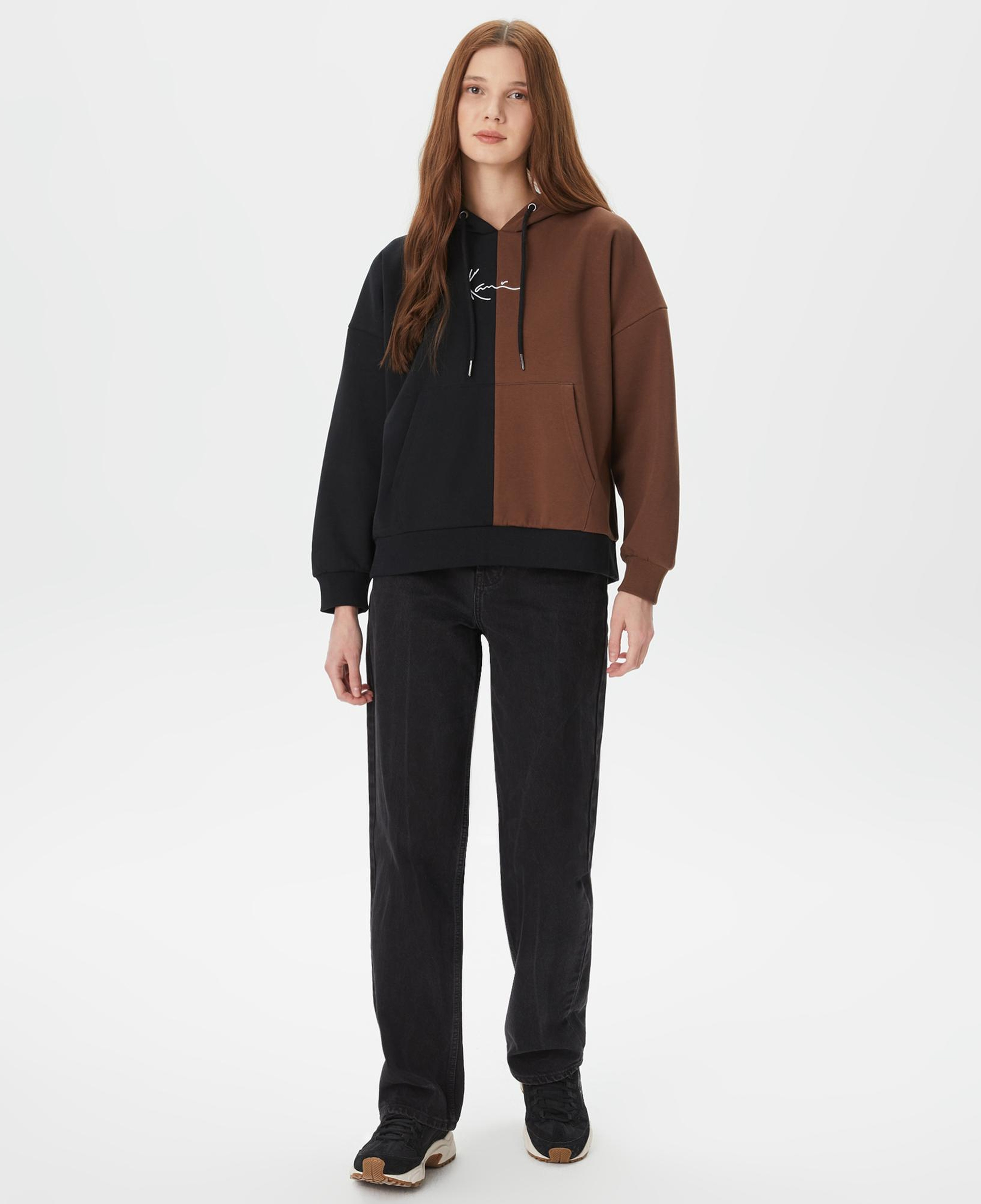 Karl Kani Small Signature Block OS Kadın Siyah Hoodie