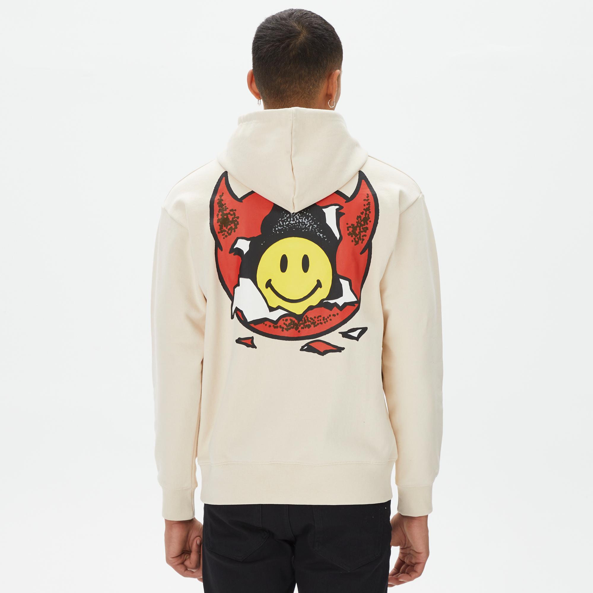 Market Smiley Inner Peace Pullover Erkek Krem Hoodie