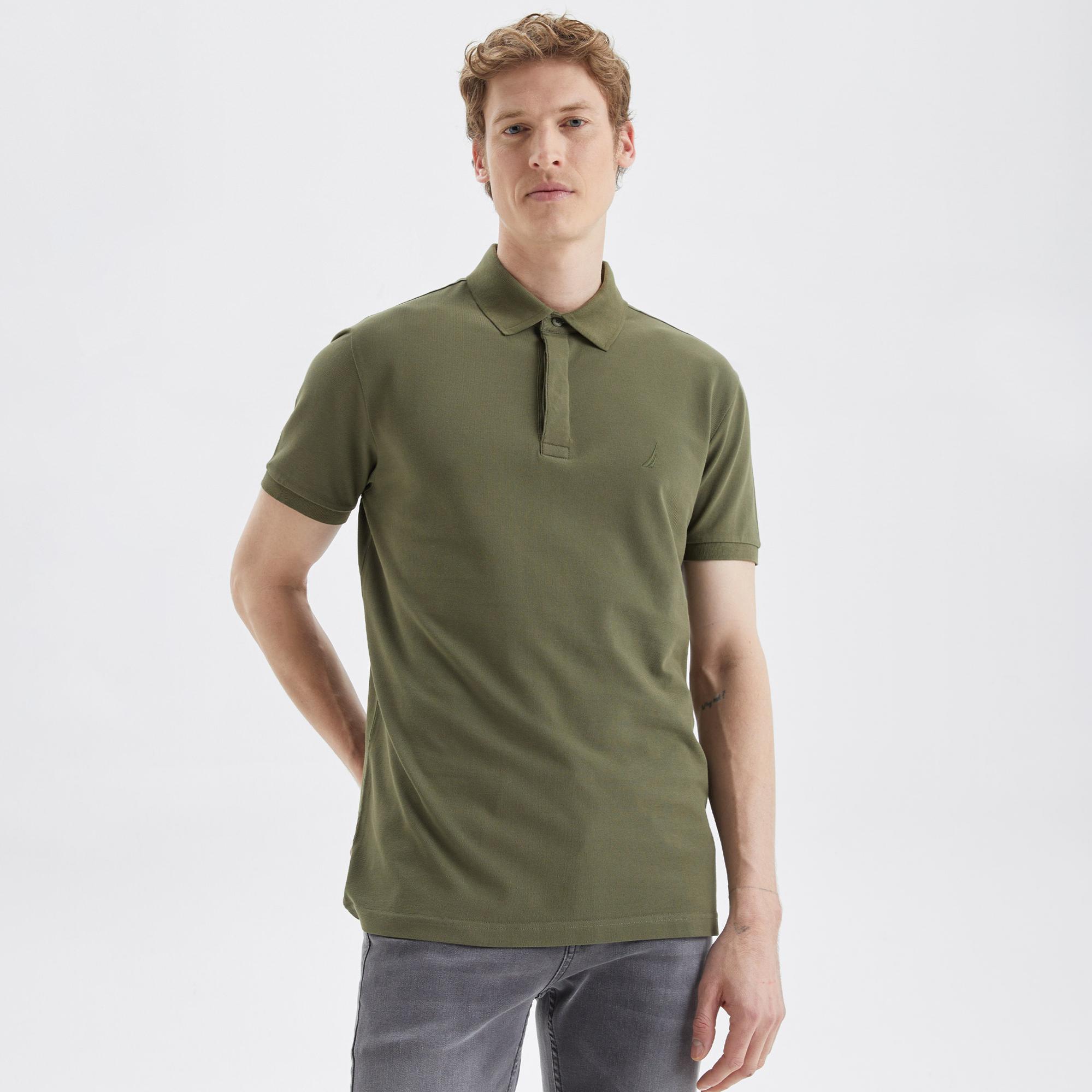 Nautica Erkek Yeşil Slim Fit Kısa Kollu Polo Yaka T-Shirt