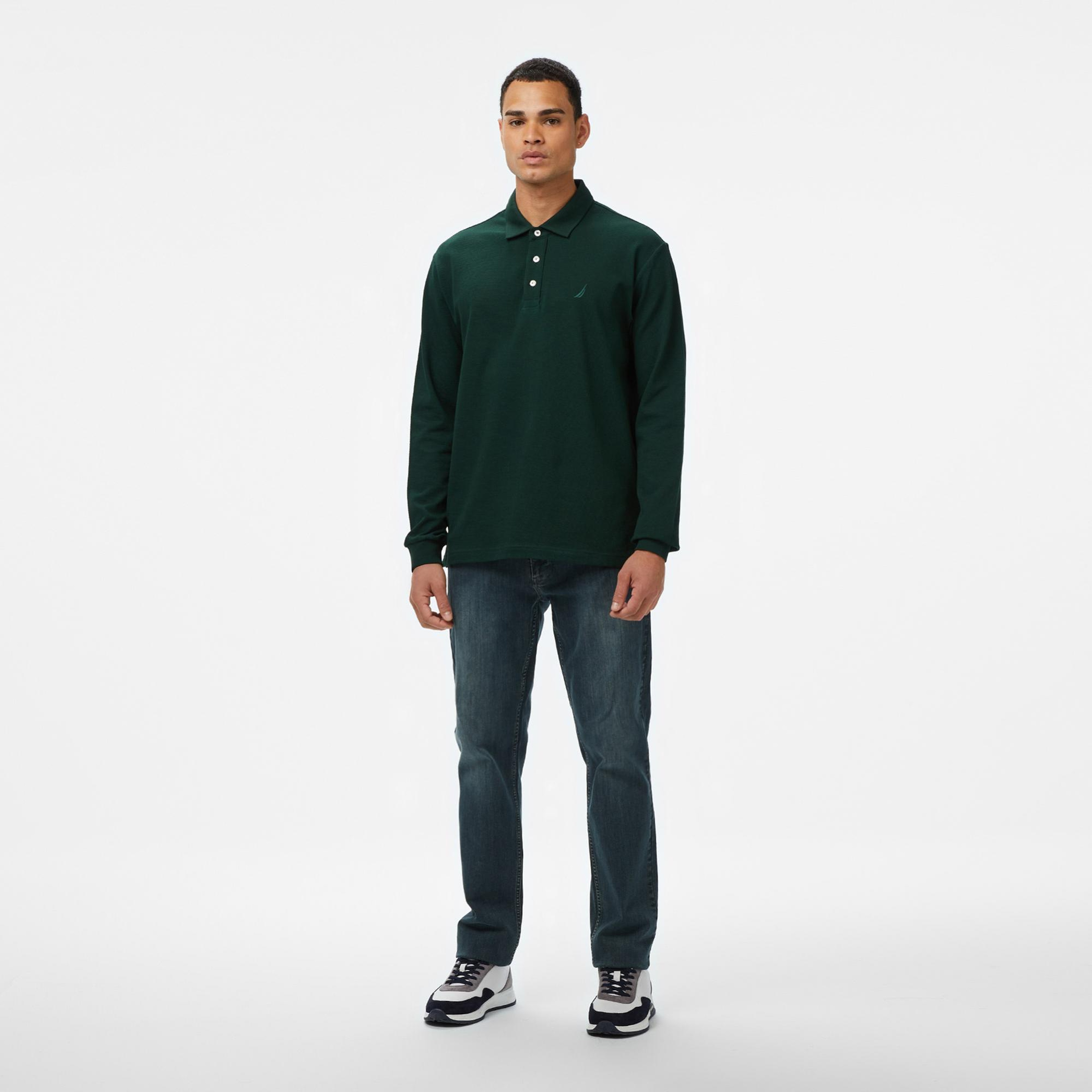 Nautica Erkek Yeşil Classic Fit Uzun Kollu Polo Yaka T-Shirt
