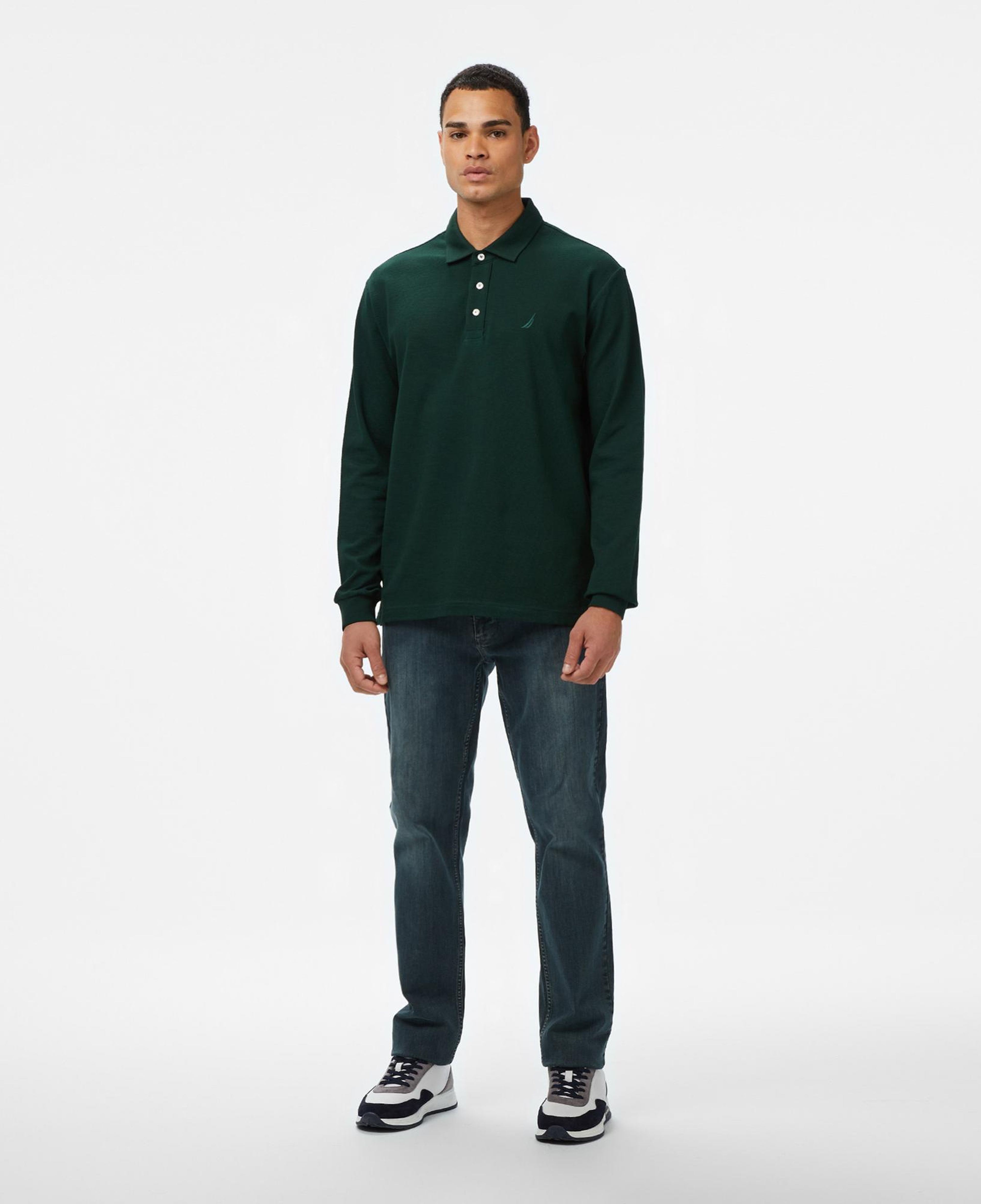 Nautica Erkek Yeşil Classic Fit Uzun Kollu Polo Yaka T-Shirt