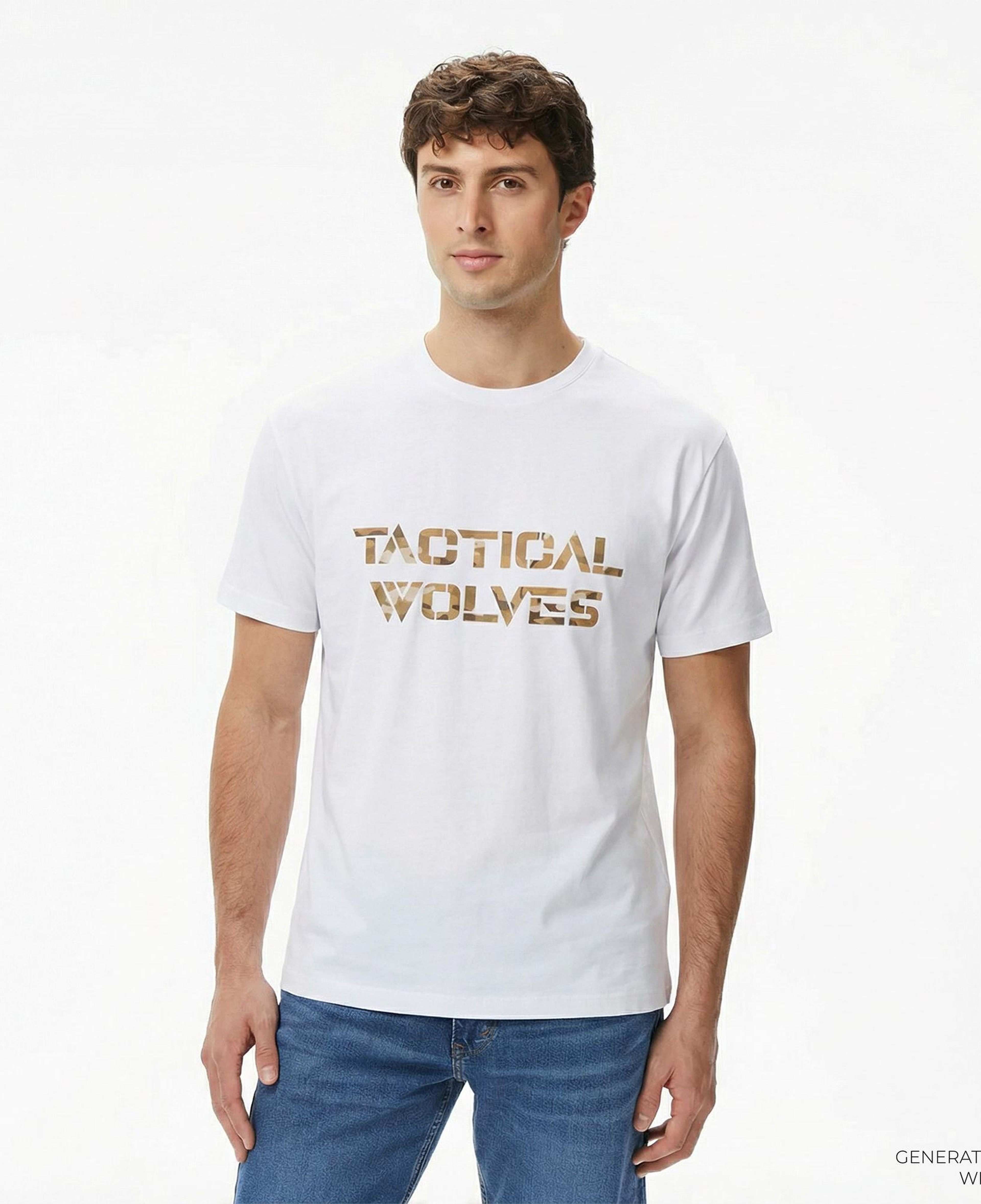Tactical Wolves Classic Erkek Beyaz T-Shirt