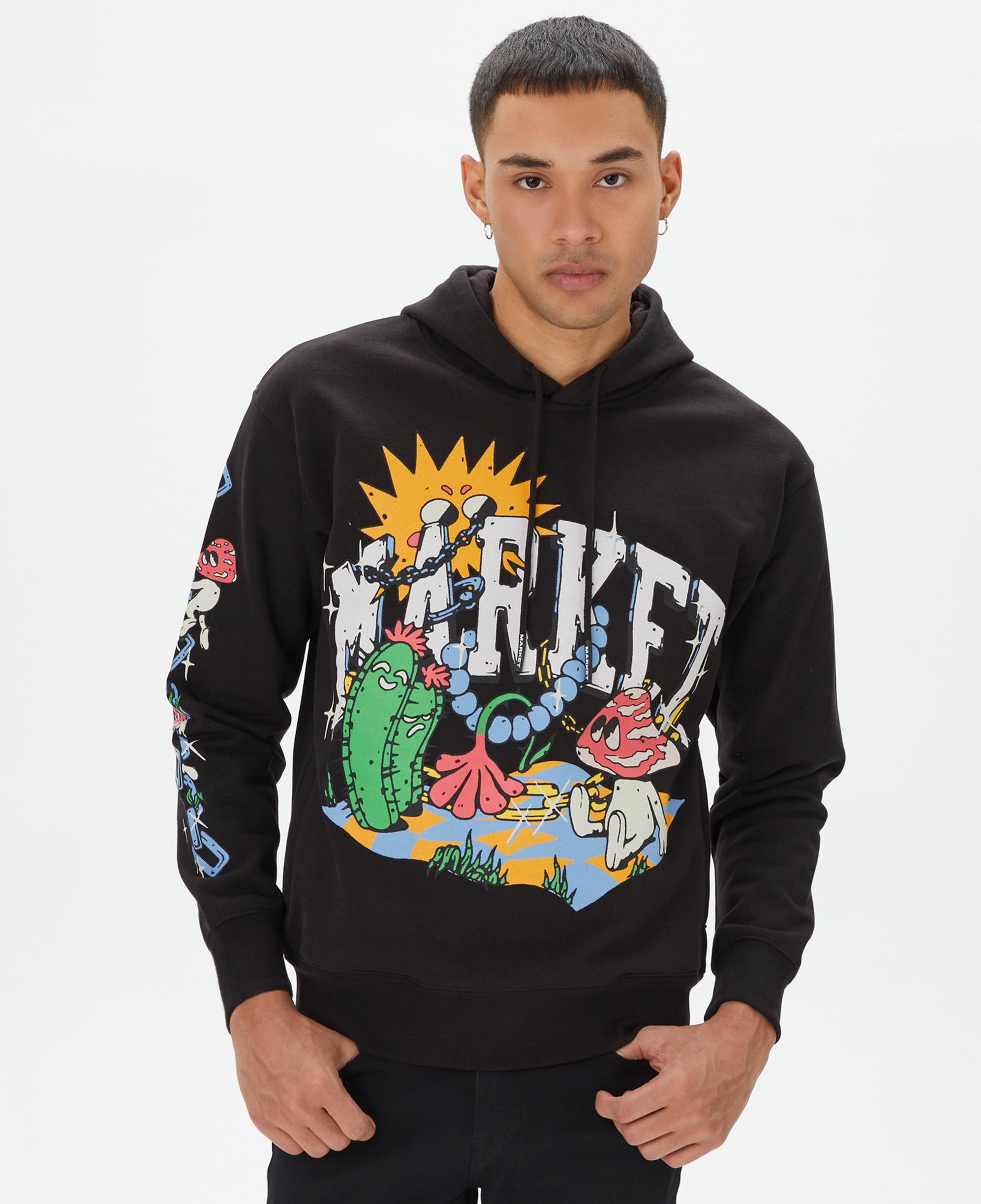 Market Fantasy Farm Pullover Erkek Siyah Hoodie