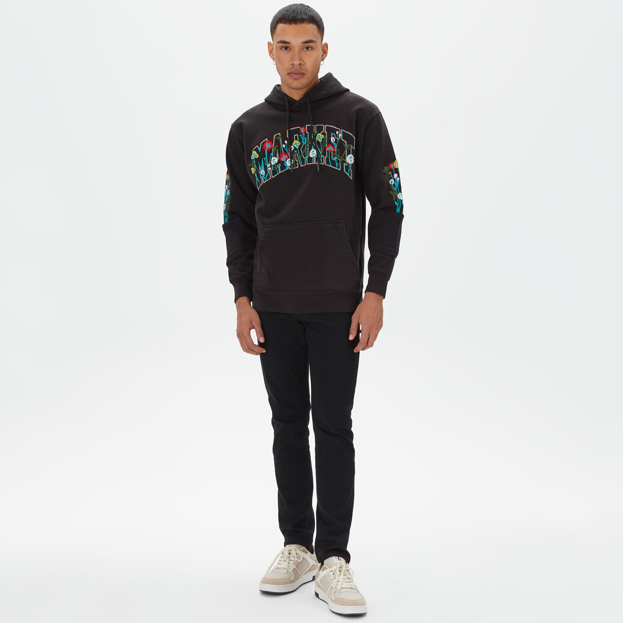 Market Bouquet Pullover Erkek Siyah Hoodie