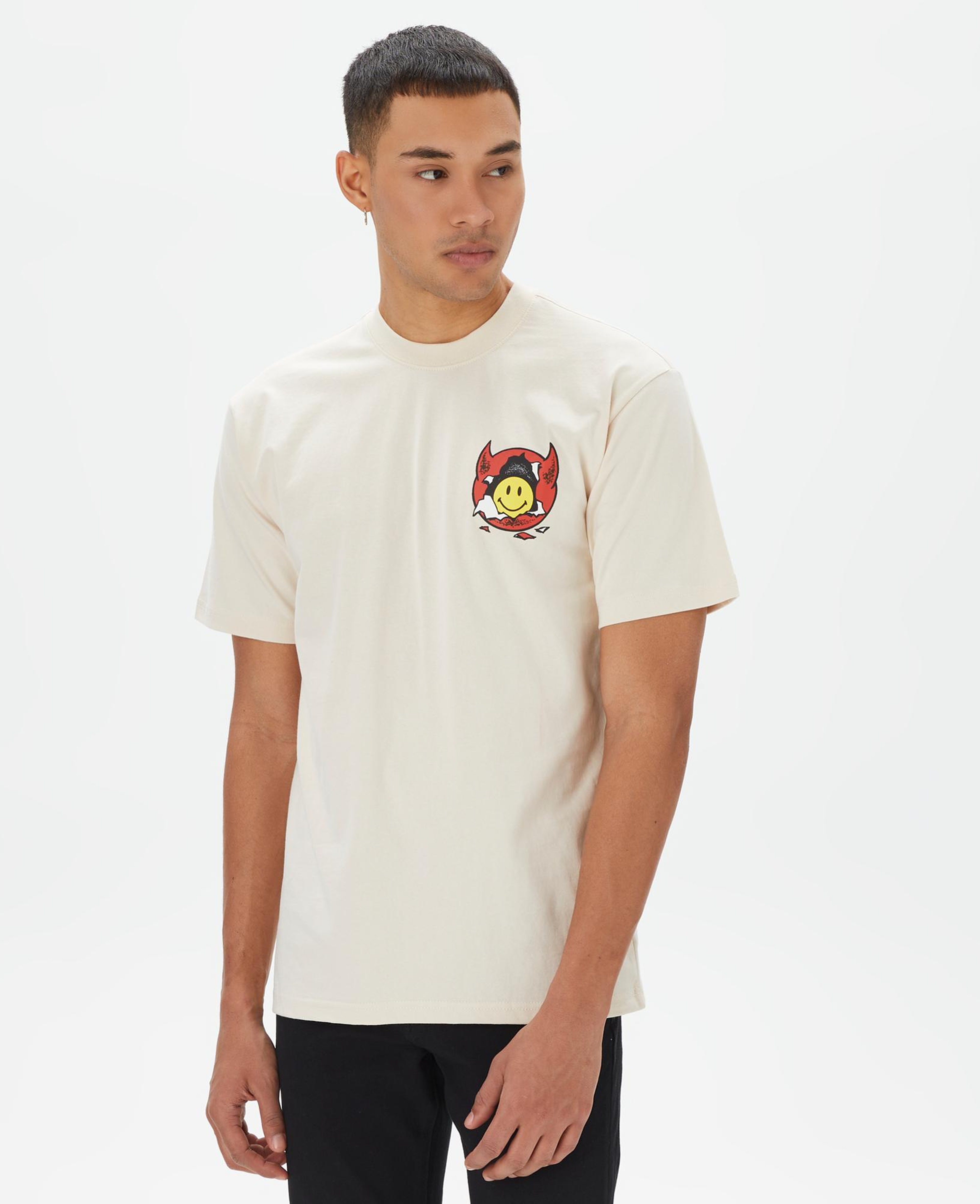 Market Smiley Inner Peace Erkek Krem T-Shirt