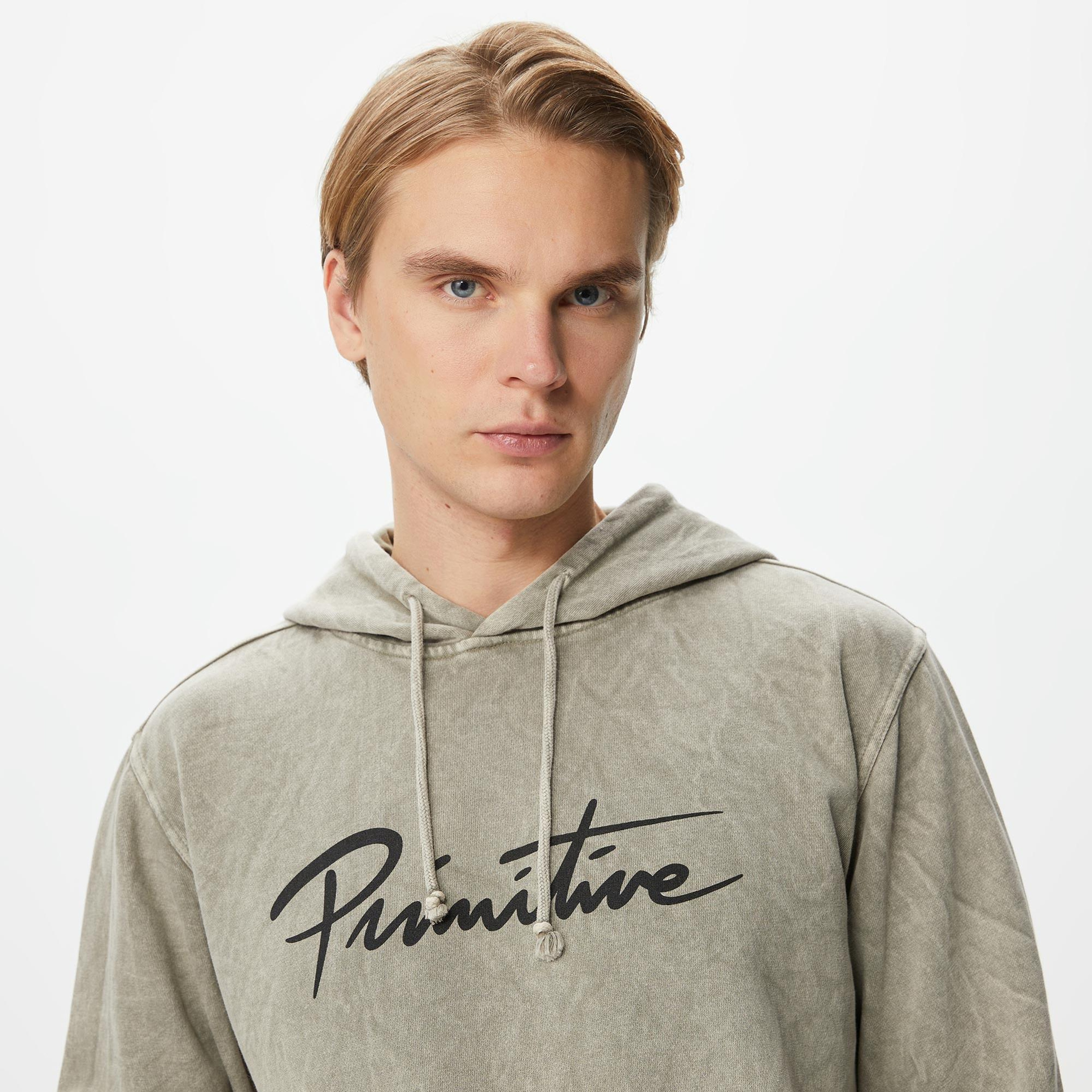 Primitive Nuevo Acid Washed Erkek Bej Hoodie