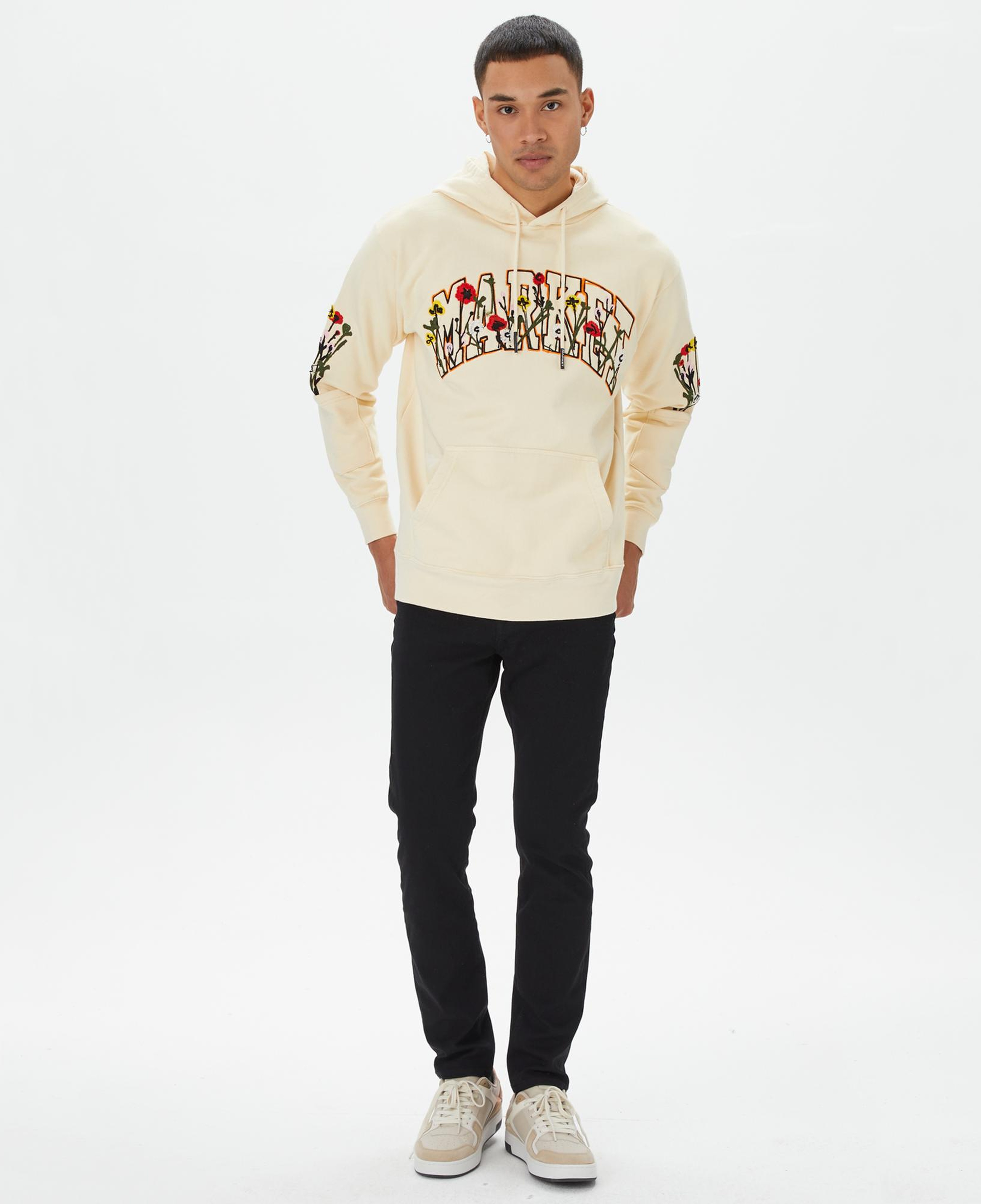 Market Bouquet Pullover Erkek Krem Hoodie