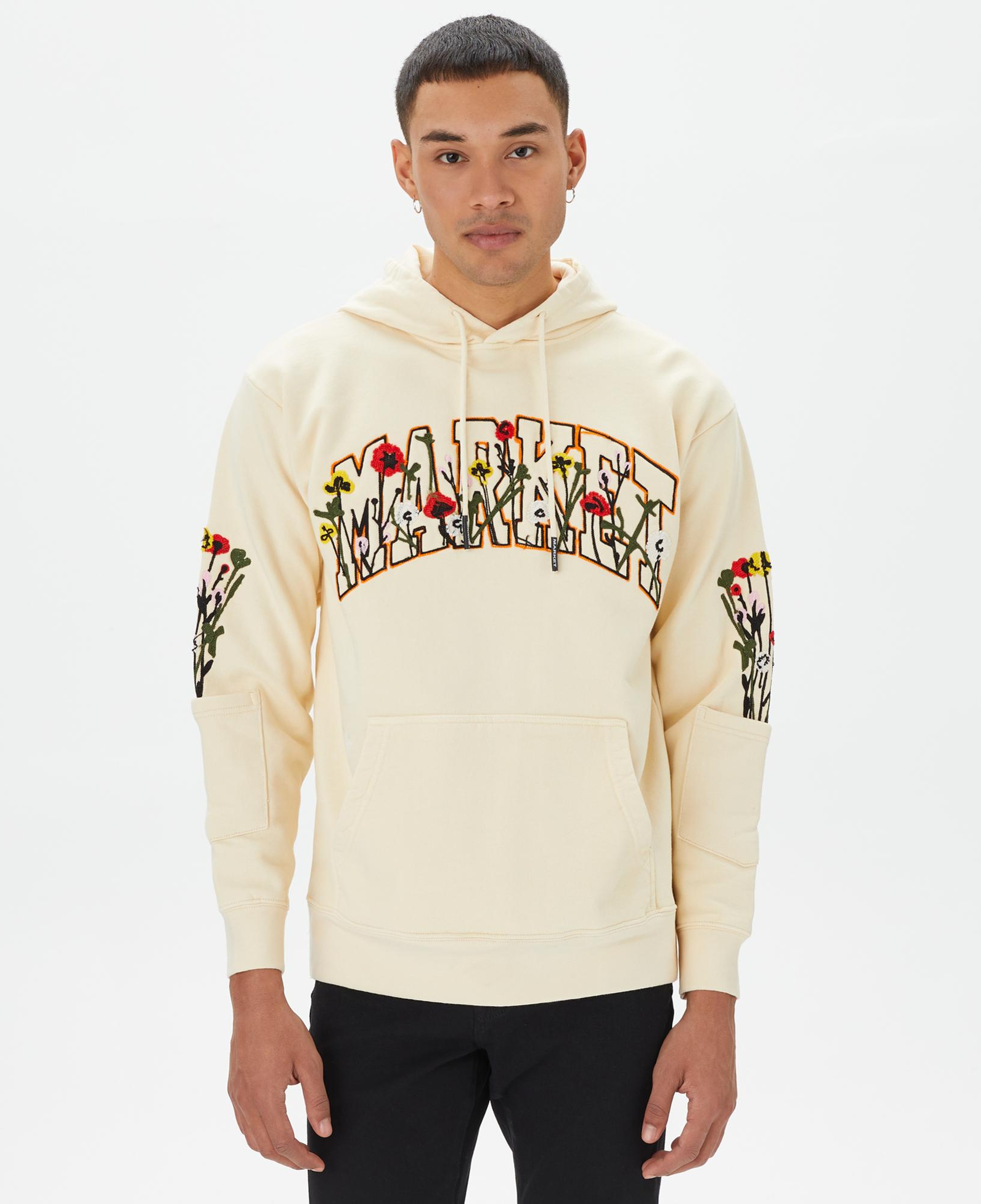 Market Bouquet Pullover Erkek Krem Hoodie